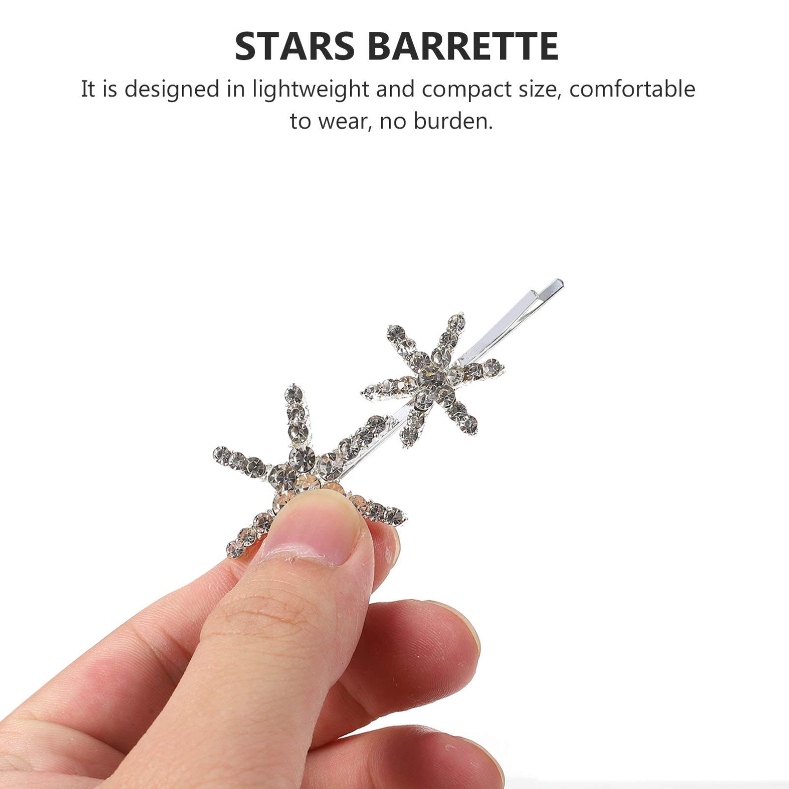 Beaupretty 3-Piece Crystal Rhinestone Star Hair Clips - Shiny Silver Hair Barrettes & Bobby Pins for Women | Perfect for Parties, Weddings & Everyday Hair Accessories