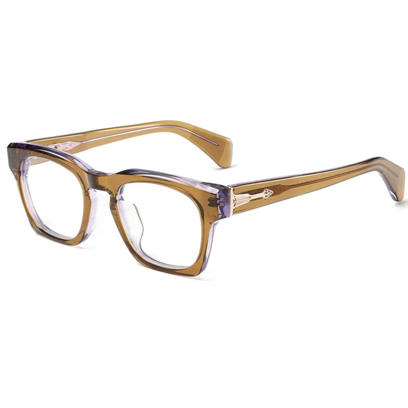 Aror Unisex Full Rim Square Thick Acetate Eyeglasses 49305 - Classic Browline Frames for Men & Women - Perfect for Office, Reading & Fashion Accessories