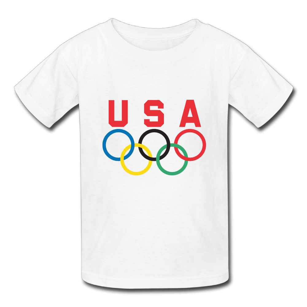 2016 USA Olympic Team Logo White Kids T-Shirt for Boys & Girls - Comfortable Cotton Tee for Sports, School & Casual Wear