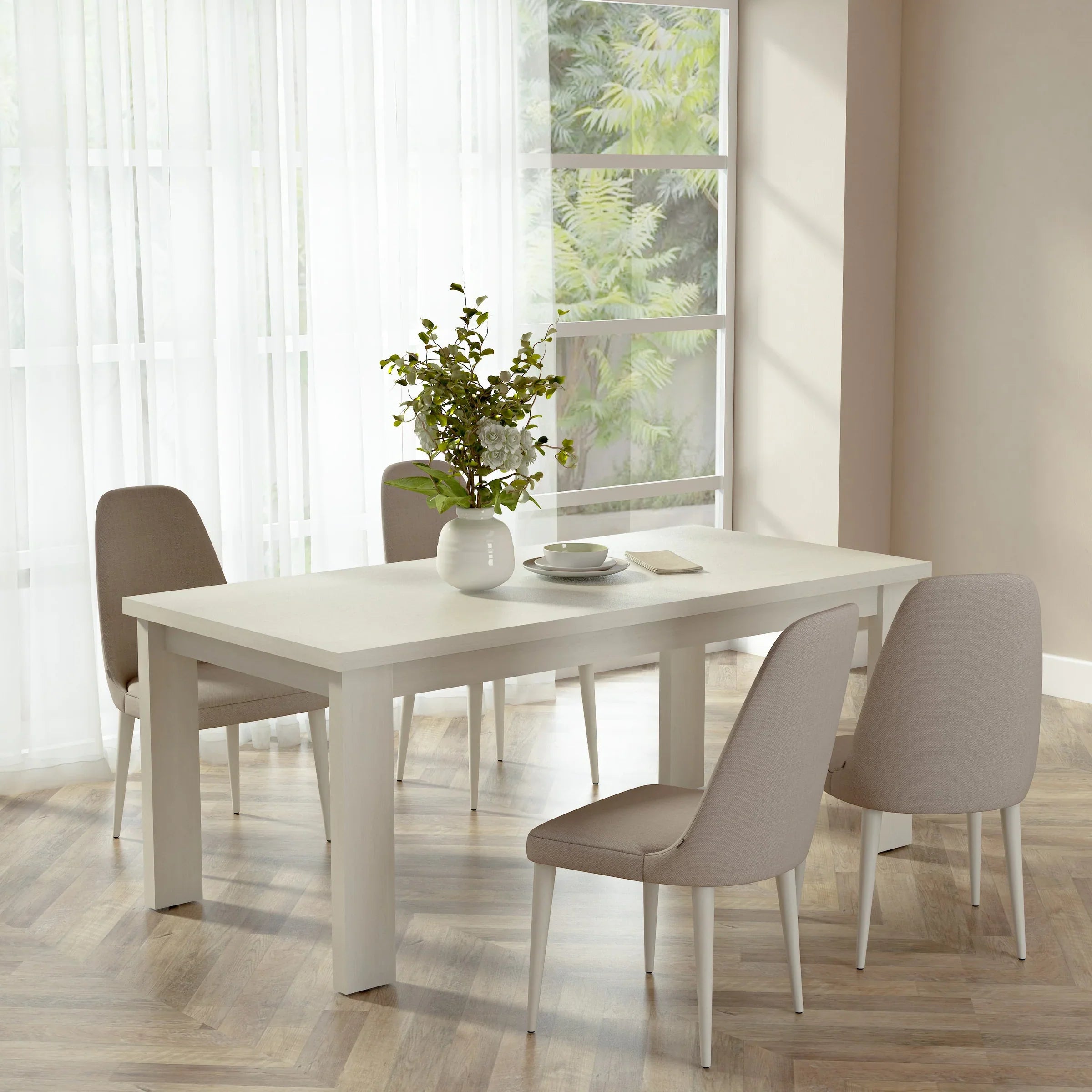 Anderson Teak Brentford 60-Inch White Dining Table - Solid Teak Wood Outdoor Patio Furniture for Garden, Poolside & Backyard Dining