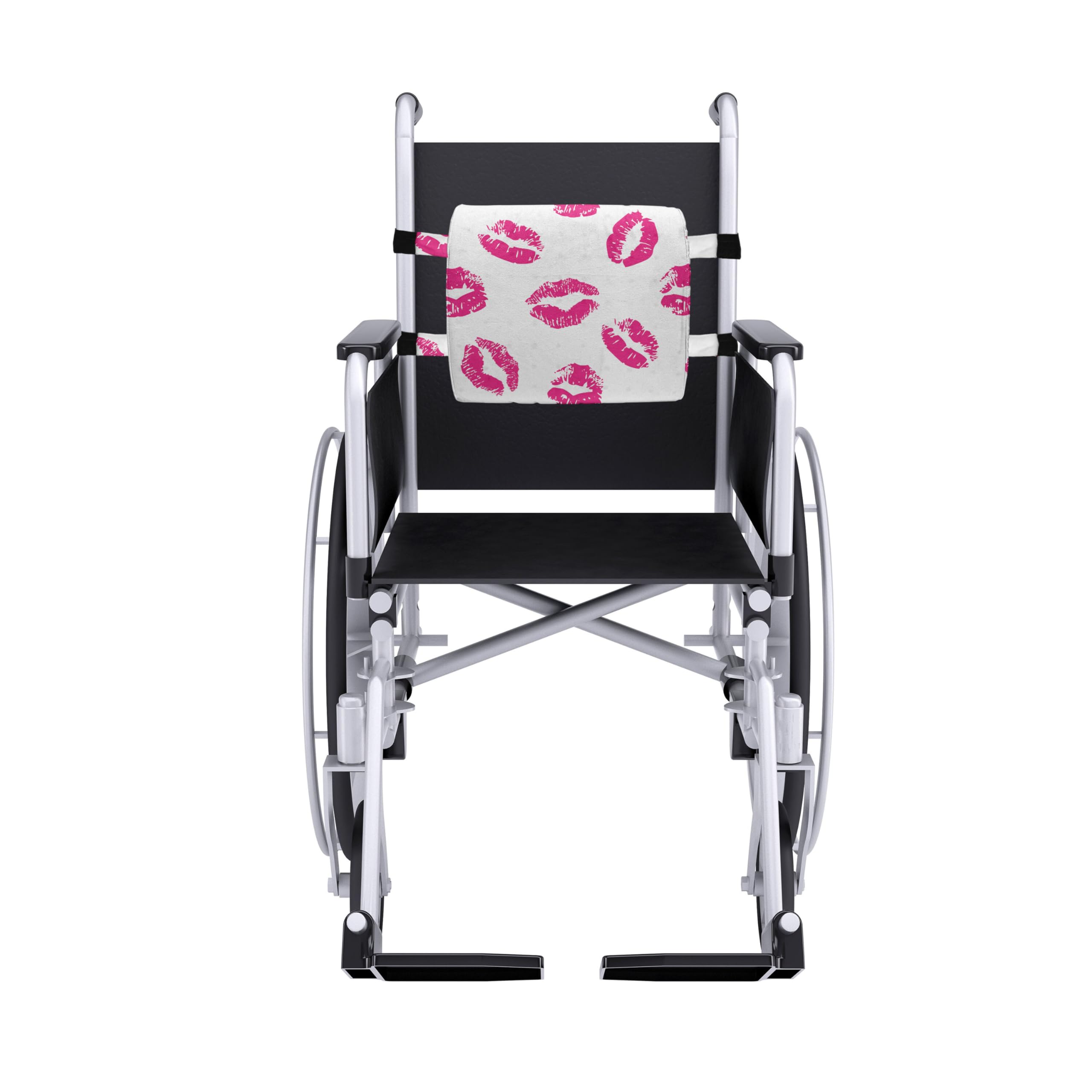 Ambesonne Kiss Lumbar Support Pillow - Vibrant Lipstick Print, Hot Pink & White Abstract Design - High Density Foam for Office Chair & Car Seat Comfort (14x13 Inches) - Perfect for Home, Office & Travel Back Pain Relief