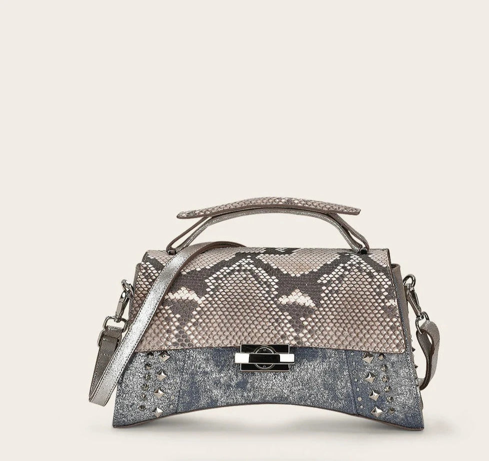 BOD0FPH Cuadra Silver Python Handbag for Women - Elegant Clutch for Evening Parties, Weddings & Special Occasions
