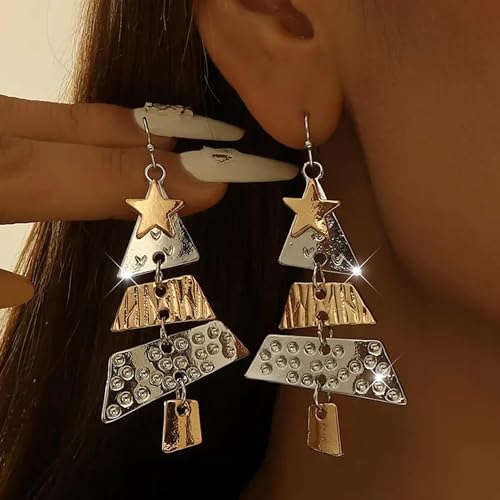A4:Gold Christmas Tree Earrings