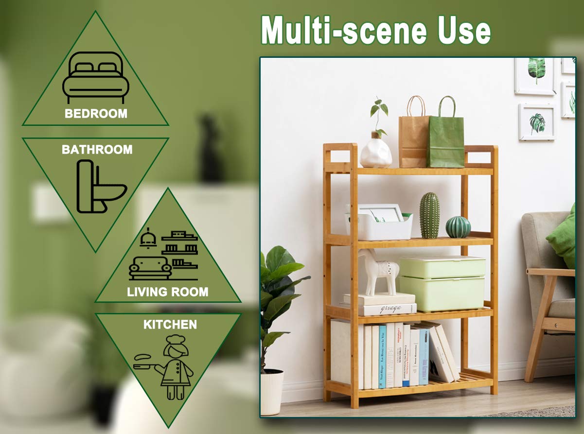 4-Tier Adjustable Wooden & Bamboo Shoe Rack Organizer - Space Saving Entryway Storage for Boots, Sneakers & High Heels - Perfect for Bedroom, Closet & Mudroom Organization