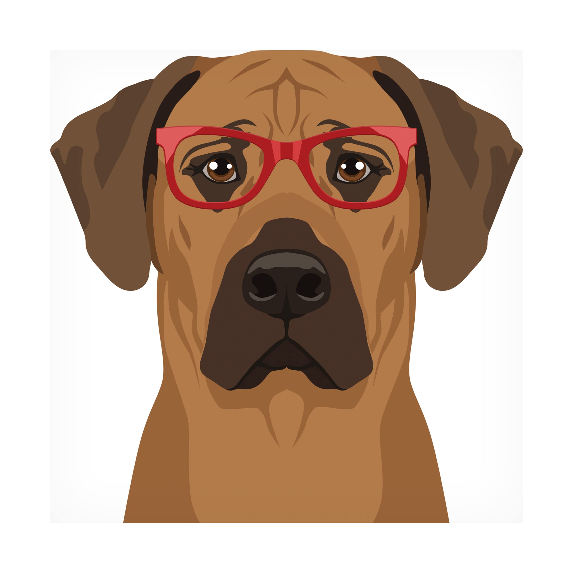 Trademark Fine Art 'Rhodesian Ridgeback Wearing Hipster Glasses' Canvas Wall Art - Unique Dog Portrait for Modern Home & Office Decor