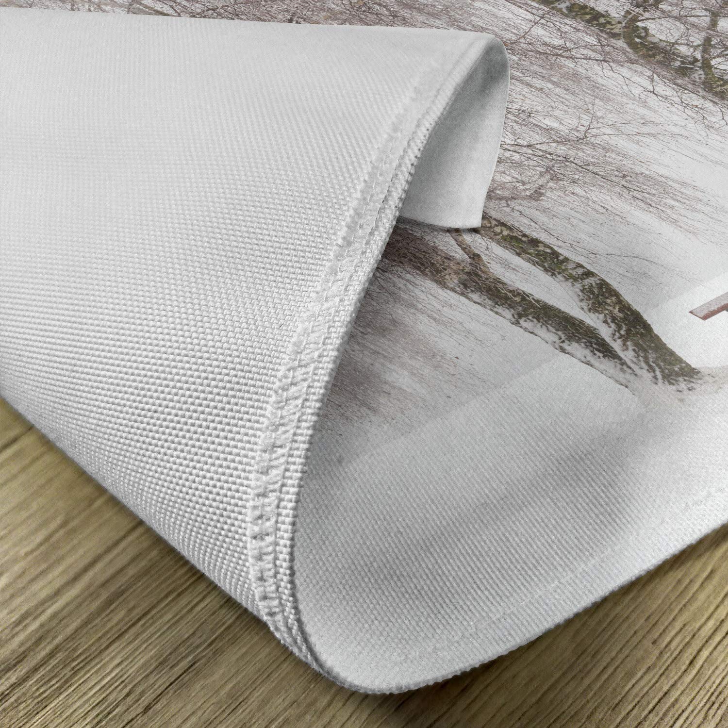 Ambesonne Winter Placemats Set of 4 - Snowy Park Bench Scene with Blizzard Holiday Design - Washable Fabric Table Mats for Dining Room & Kitchen Decor (White & Brown) - Perfect for Christmas Dinners, Cozy Winter Meals & Holiday Table Settings