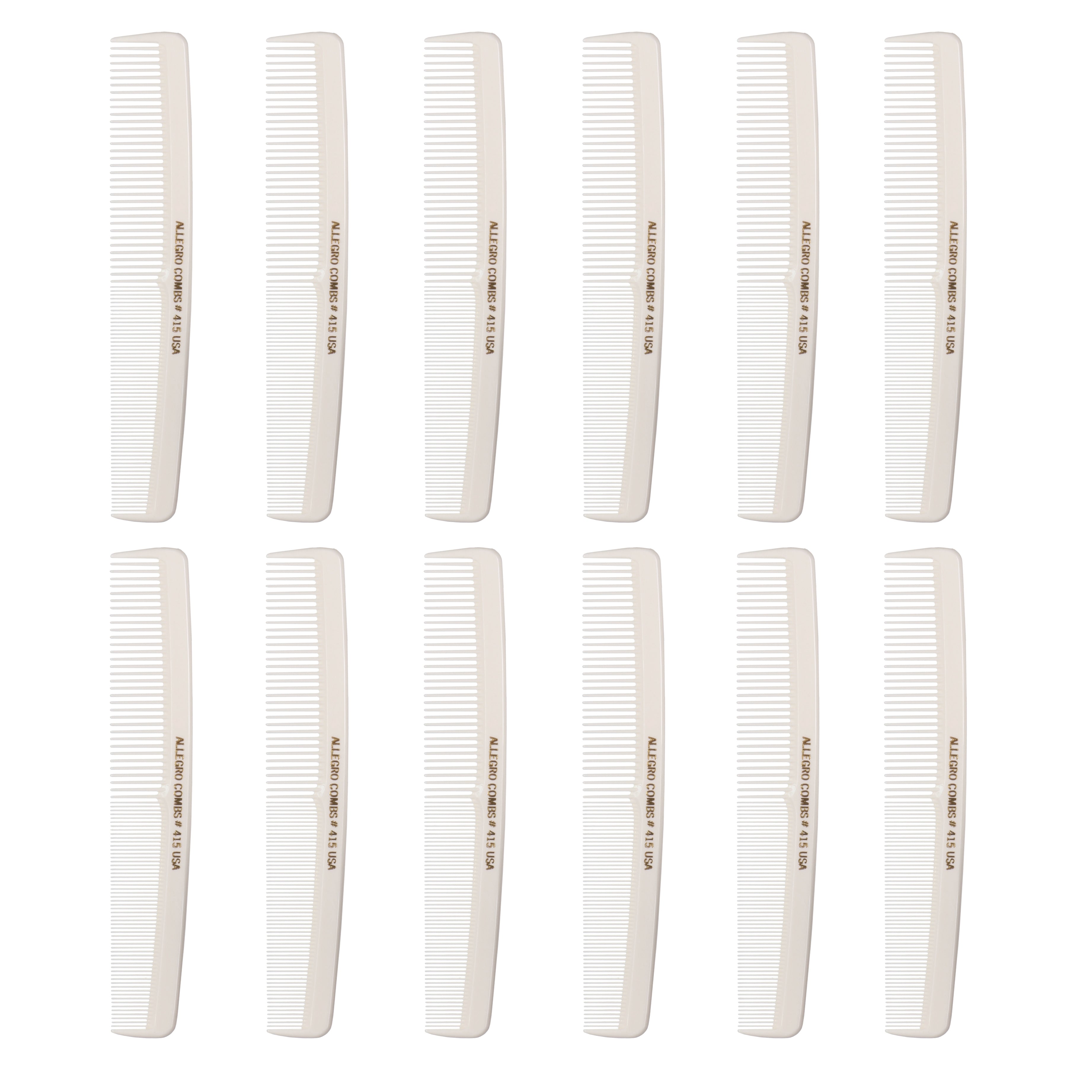 Professional Allegro Combs #415 Barber Cutting & Styling Hair Combs - 12 Pack for Salon, Home Haircuts & Grooming