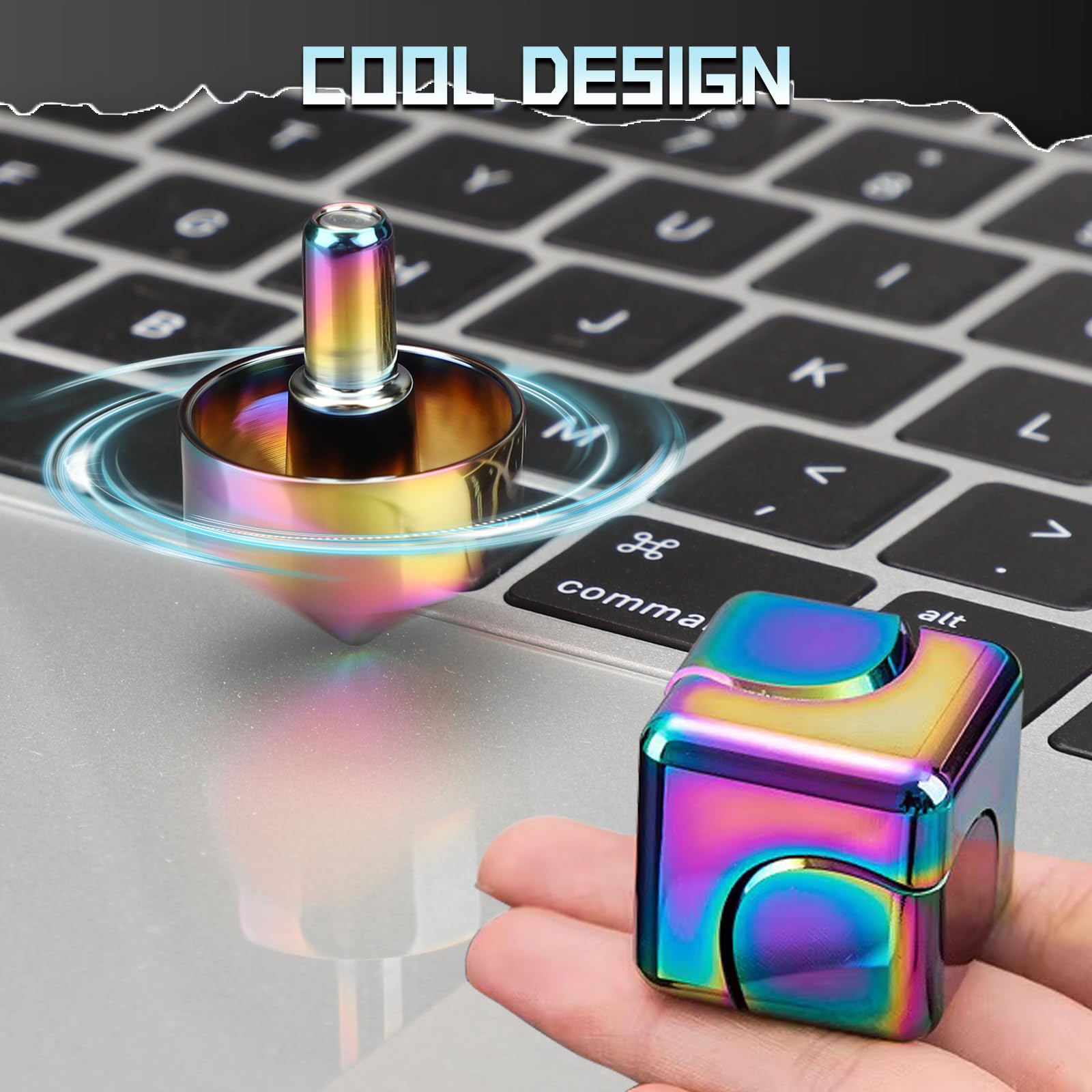 Metal Fidget Spinner Cube - Stress Relief Sensory Toy for Kids, Teens & Adults | Anxiety Relief Desk Gadget | Cool EDC Office Toy | Easter Basket Stuffers Gift for Boys & Girls | Perfect for School, Work & Travel Stress Management