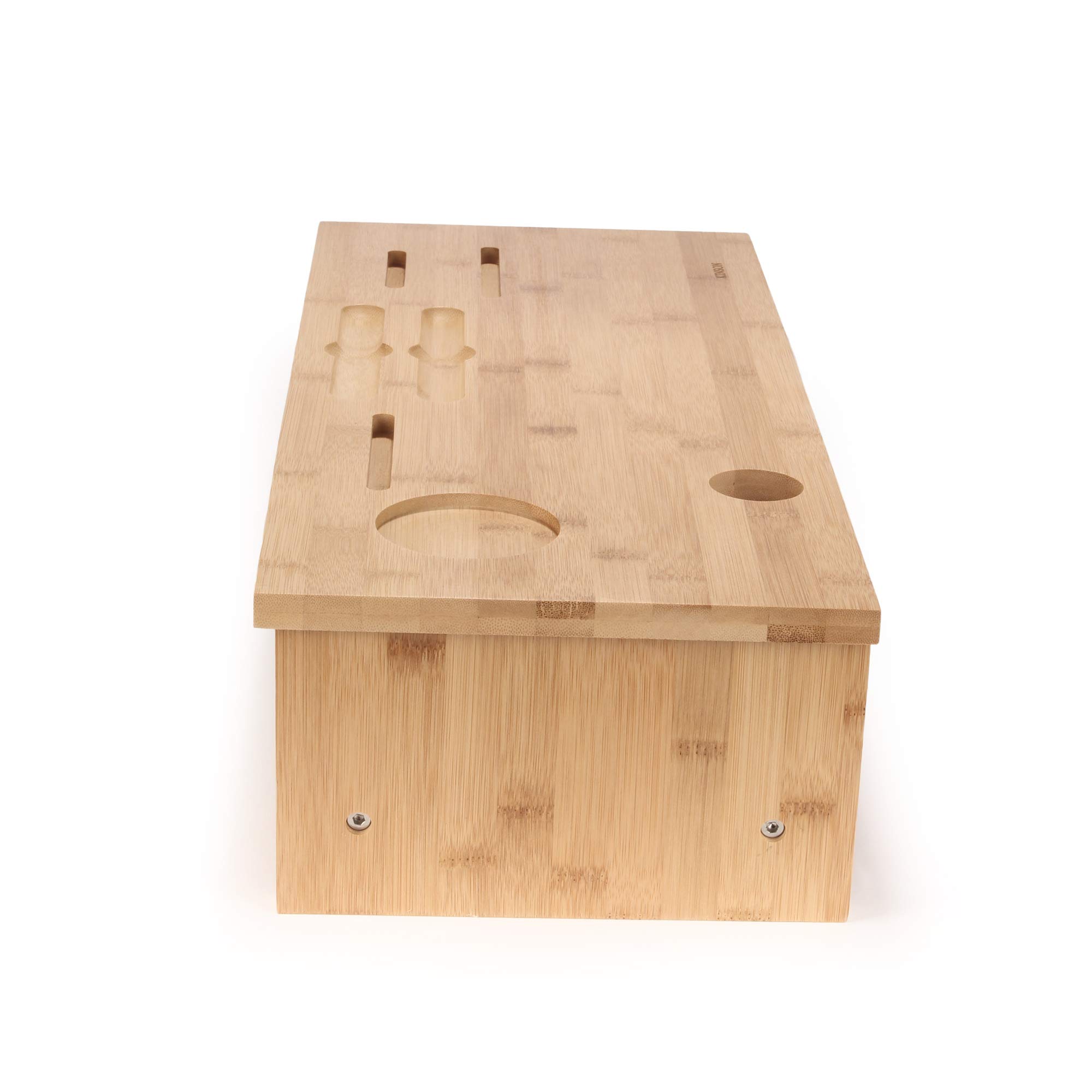 Premium Bamboo Desk Organizer & Laptop Stand Riser - Space Saving Office Storage Solution for Home & Workspace Organization