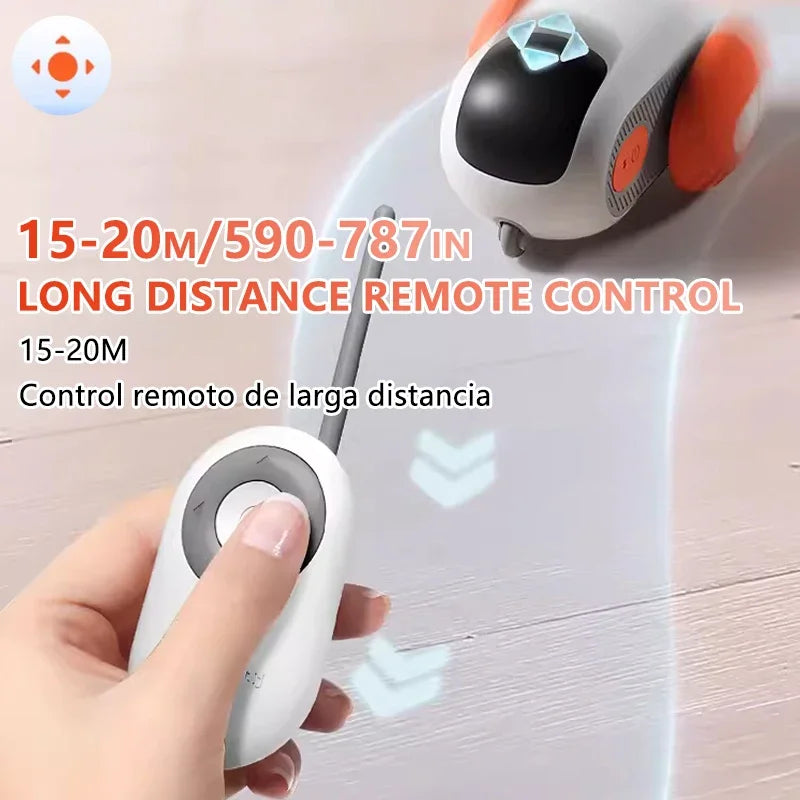 Automatic Rolling Smart Cat Toy Car with Remote Control - Interactive Pet Toy for Indoor Play, Exercise & Entertainment - Perfect for Kittens & Adult Cats