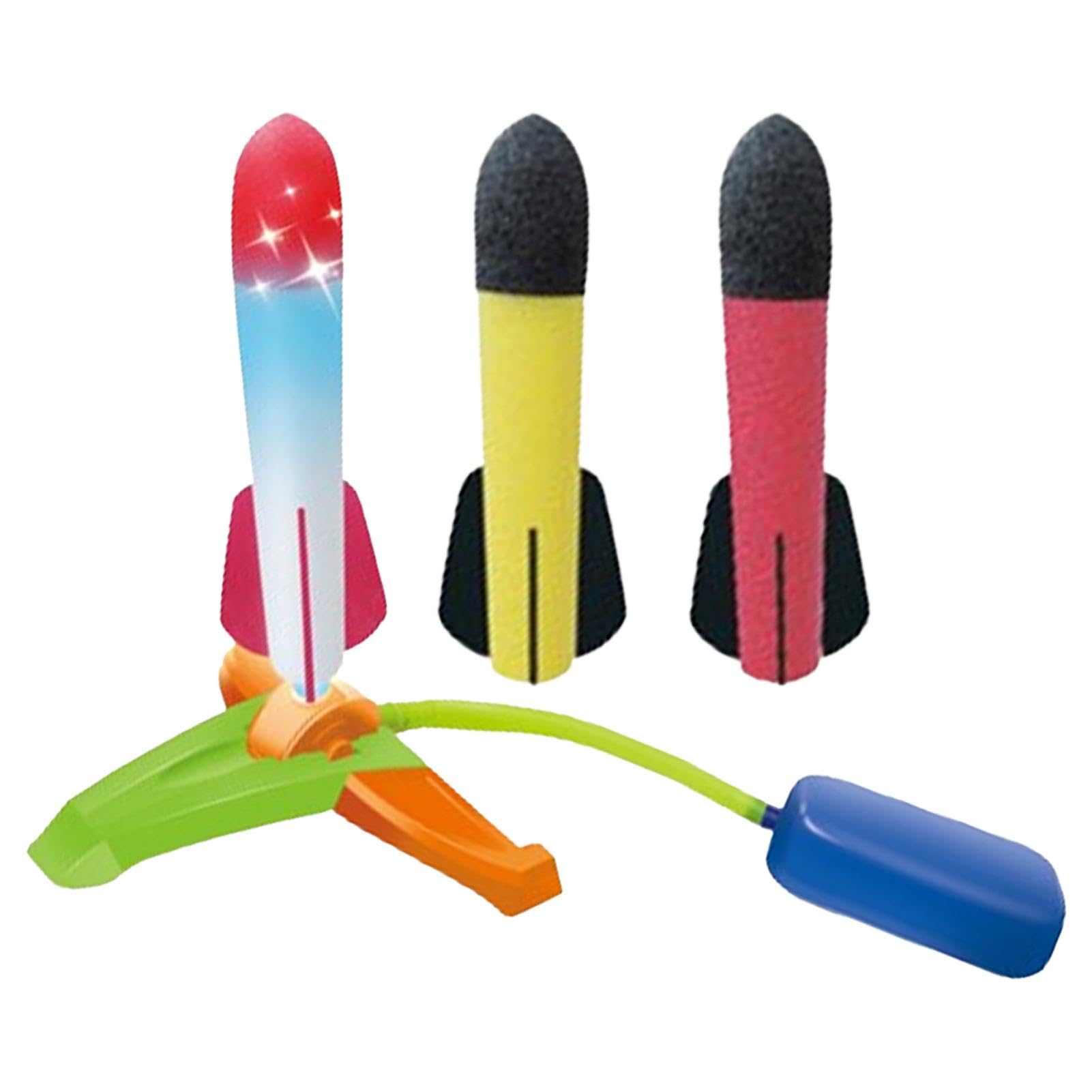 Quaeetyu Foam Rocket Launcher Toy for Kids - Air-Powered Outdoor Flying Toy with 3 Foam Rockets | Fun STEM Learning, Backyard Games, Birthday Gifts, Summer Outdoor Activities & Family Playtime