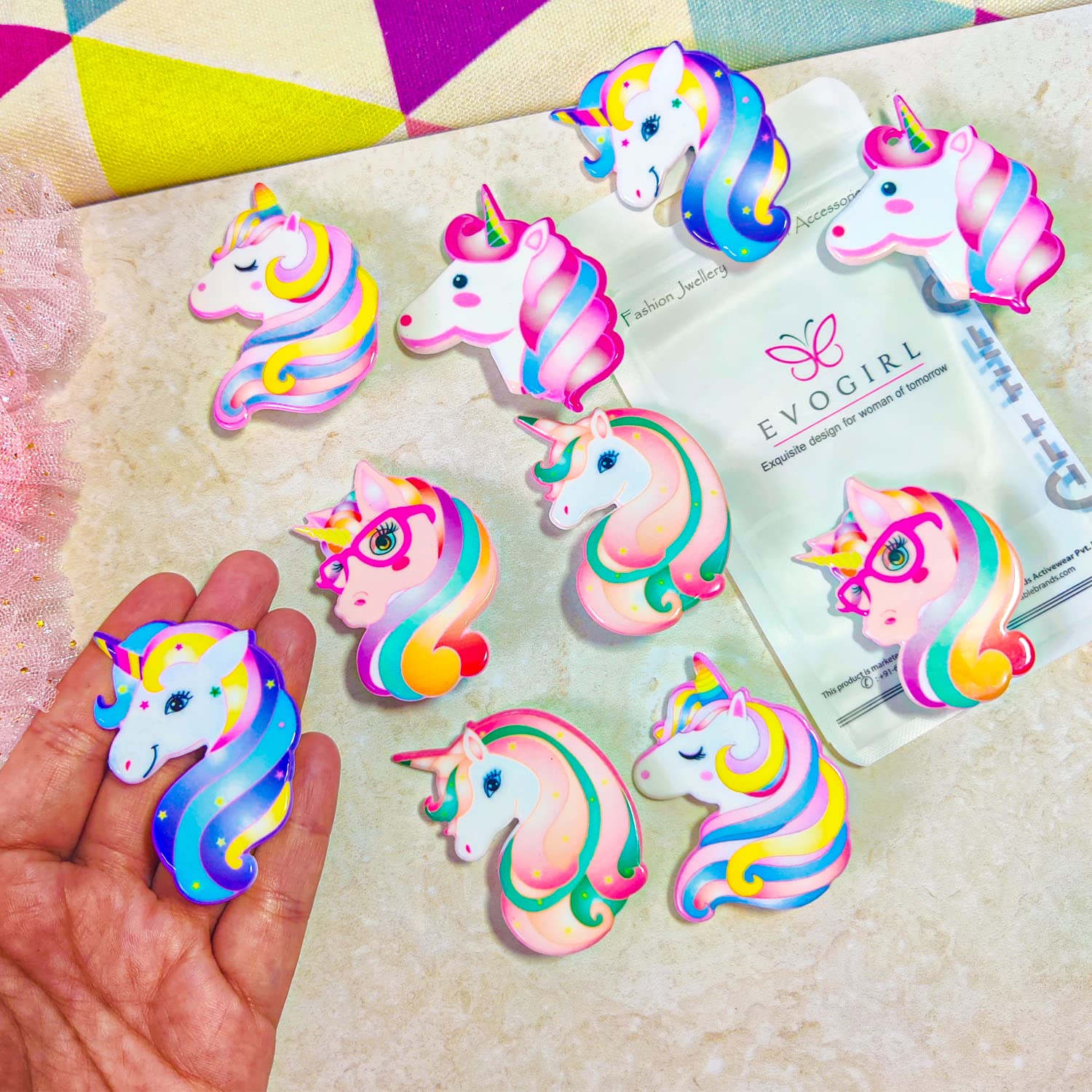 Evogirl Unicorn Sparkle Hair Clips & Hair Pins for Girls and Kids - Cute Hair Accessories for School, Parties, and Everyday Wear