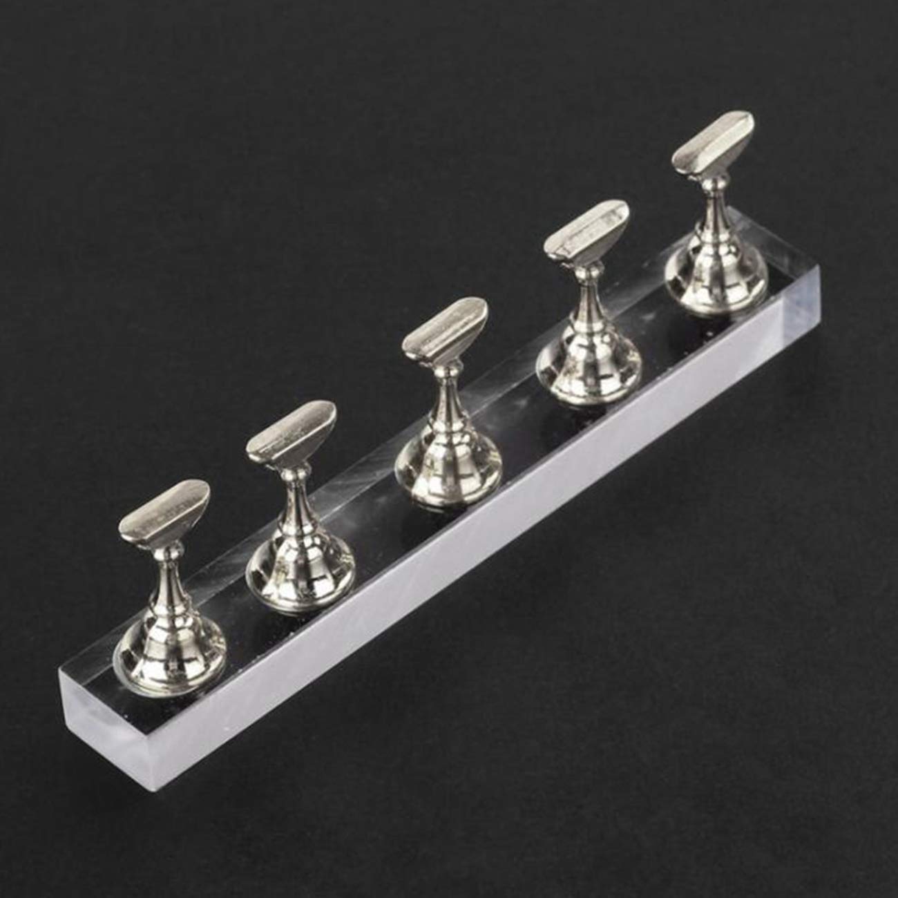 Acrylic Nail Art Display Stand for DIY Manicure Training - MIGHTY SILVER | Practice Finger Mannequin for Nail Technicians & Students | Salon & Home Use