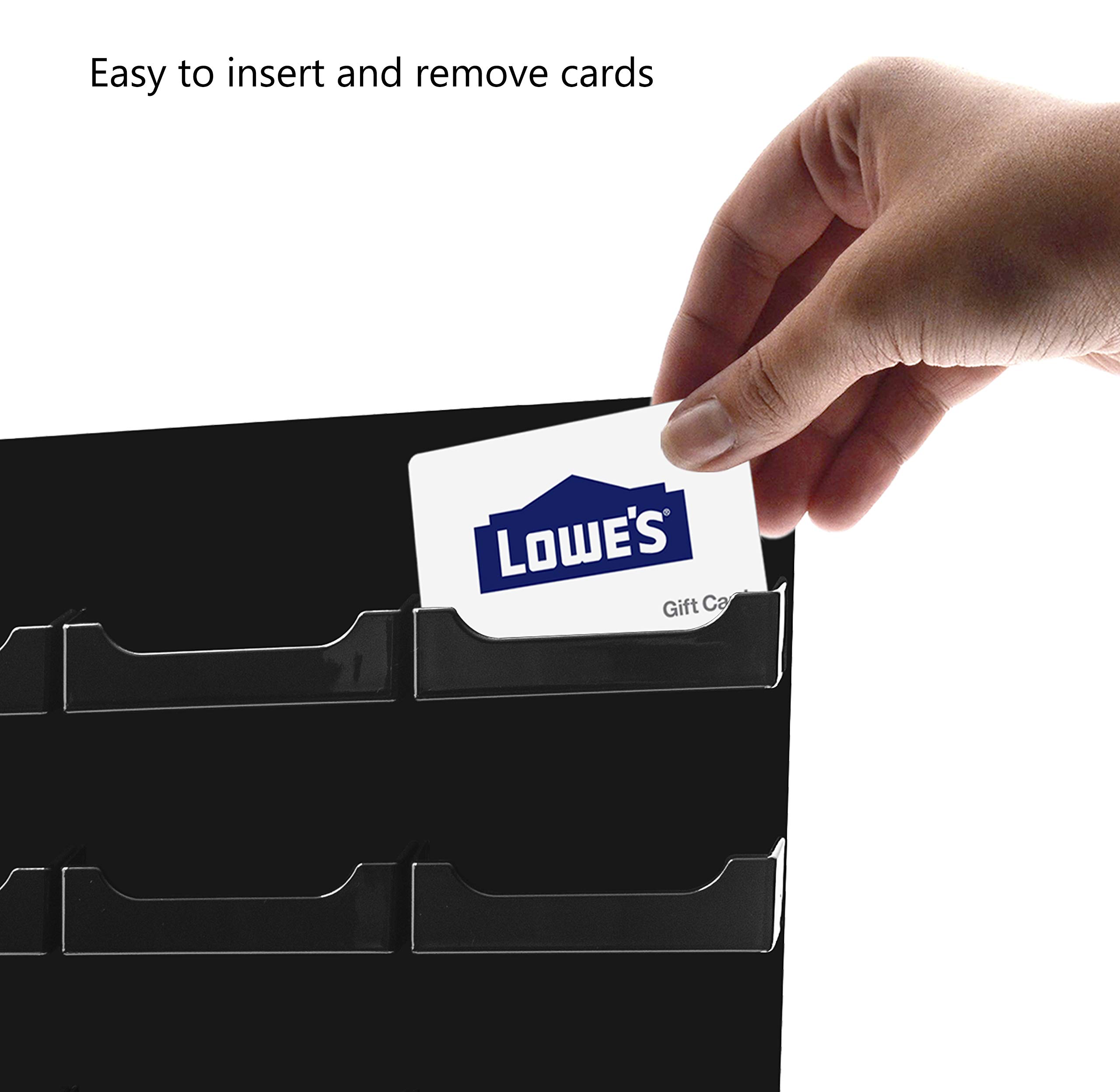 4 Pack Black Acrylic Business Card Holder Wall Rack - 24 Slot Organizer for 3.5