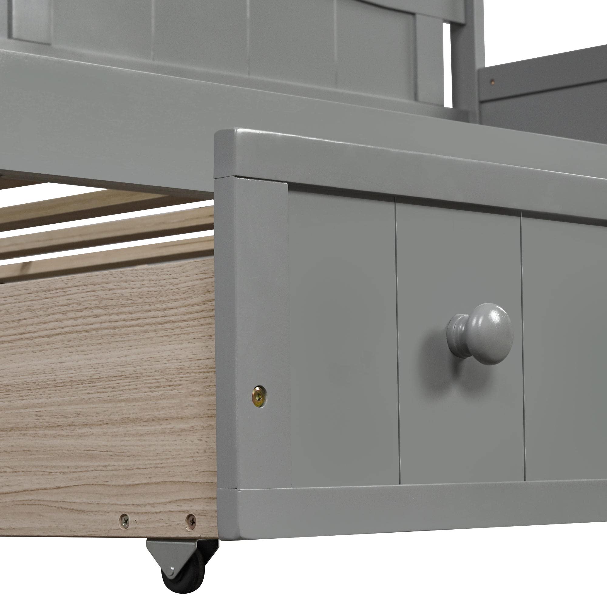Twin Wooden Daybed with 2 Drawers - Convertible Sofa Bed for Bedroom & Living Room - Space Saving Storage Daybed Frame - Gray - Perfect for Small Spaces, Guest Rooms & Home Offices