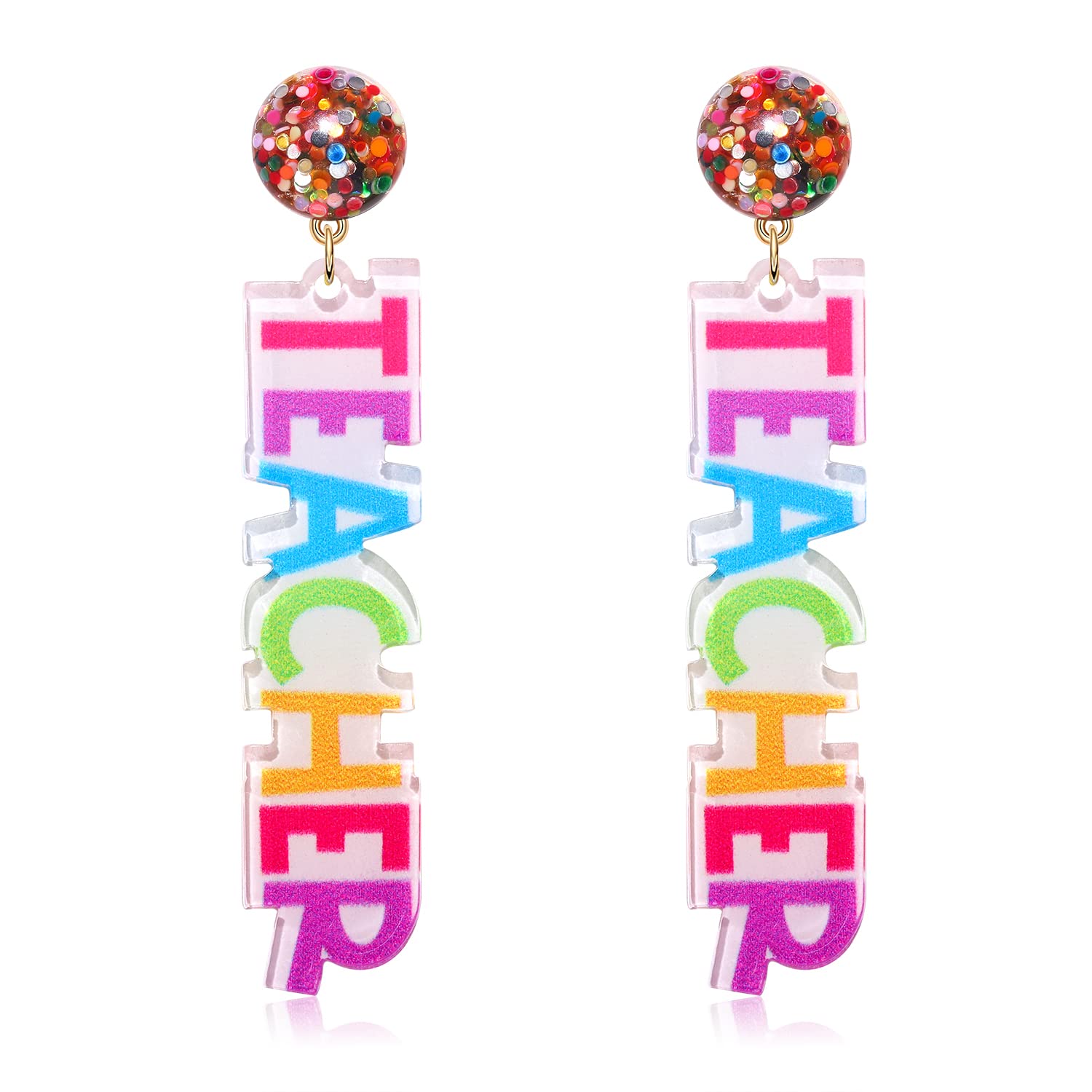 Funny Teacher Earrings for Women - Acrylic Apple & Books Drop Dangle Earrings - Math Teacher Jewelry - Colorful Creative Cute Gifts for Teacher Appreciation Day & Back to School - Perfect for Classroom, School Events & Teacher Gifts