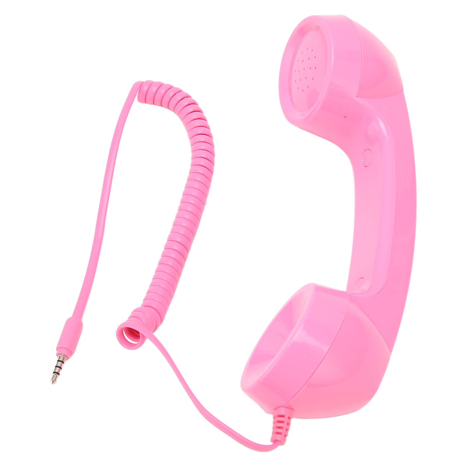 Vintage 3.5mm Retro Handset Phone Receiver with Answer Button & Sound Switch - Pink | Compatible with Smartphones & Mobile Phones | Perfect for Call Centers, Gaming, Streaming & Retro-Themed Decor
