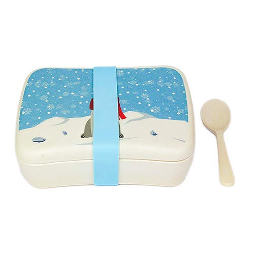 Eco-Friendly Bamboo Lunch Box with Polar Bear Design - BPA-Free, Leak-Proof & Reusable for School, Office & Picnics