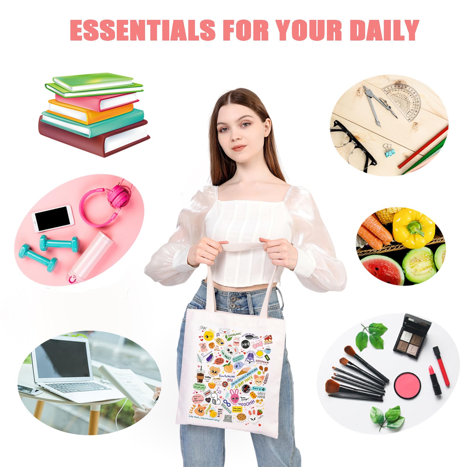 MEIKIUP K-POP Group Makeup Bag - Cute Cosmetic Pouch for K-POP Fans & K-Drama Lovers - Perfect Gift for STAY Fandom - Travel-Friendly Around The World Tote Bag - Ideal for Concerts, Travel & Daily Makeup Storage