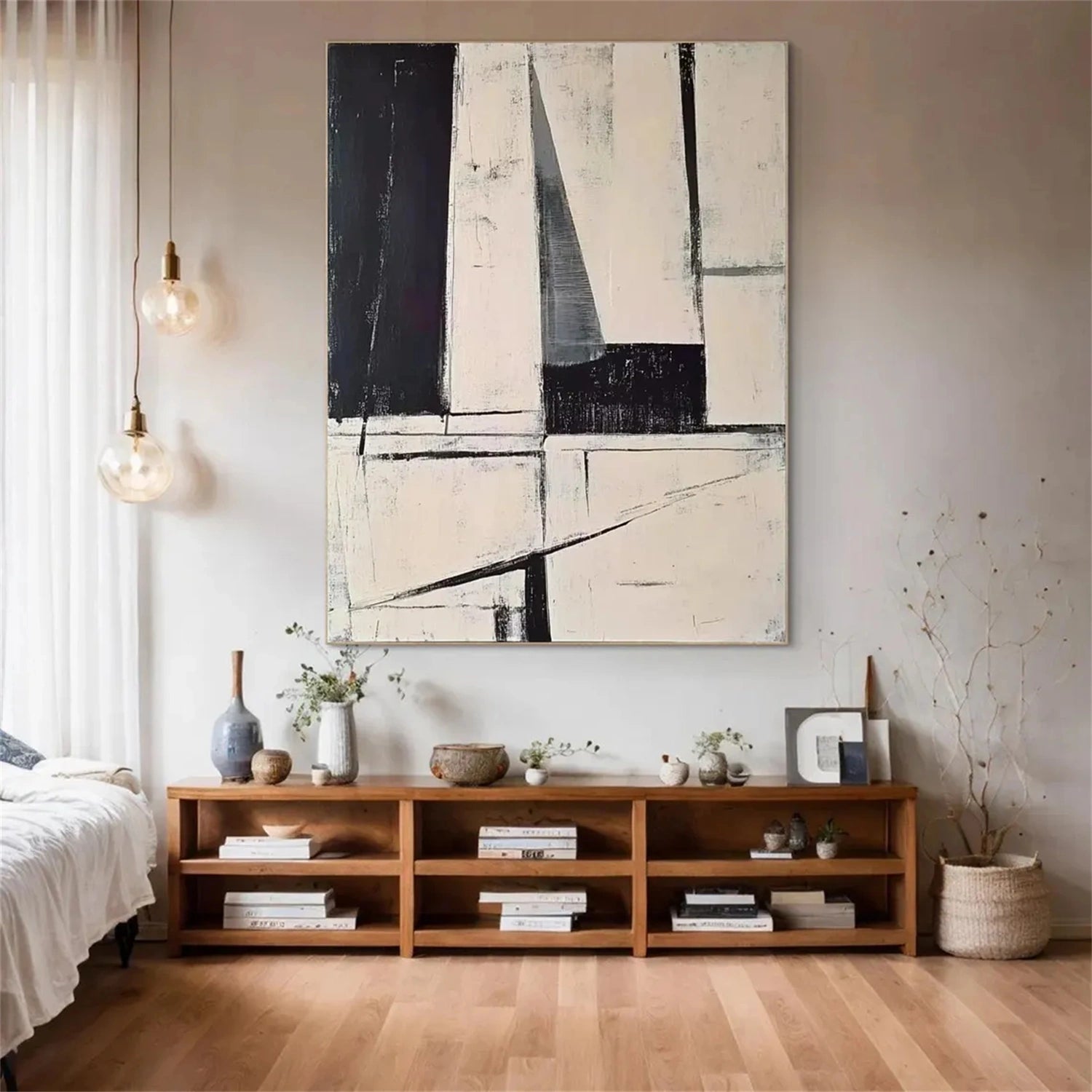 Abstract Tranquility Art Painting - Modern Canvas Wall Decor for Living Room, Bedroom & Office | #WS232 | Handmade Contemporary Artwork for Home & Office Decor