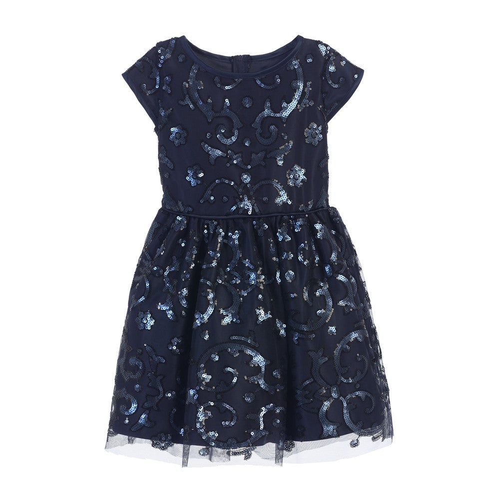 Sparkly Navy Blue Sequin Mesh Satin Party Dress for Big Girls Size 7-16 - Perfect for Prom, Homecoming, and Special Occasions