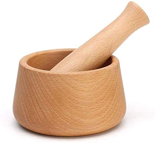 Natural Wooden Mortar and Pestle Set - Stone Spice Grinder for Crushing, Pressing & Mashing Herbs, Garlic, Pepper & Fruits | Perfect for Kitchen, Cooking & DIY Spice Blends