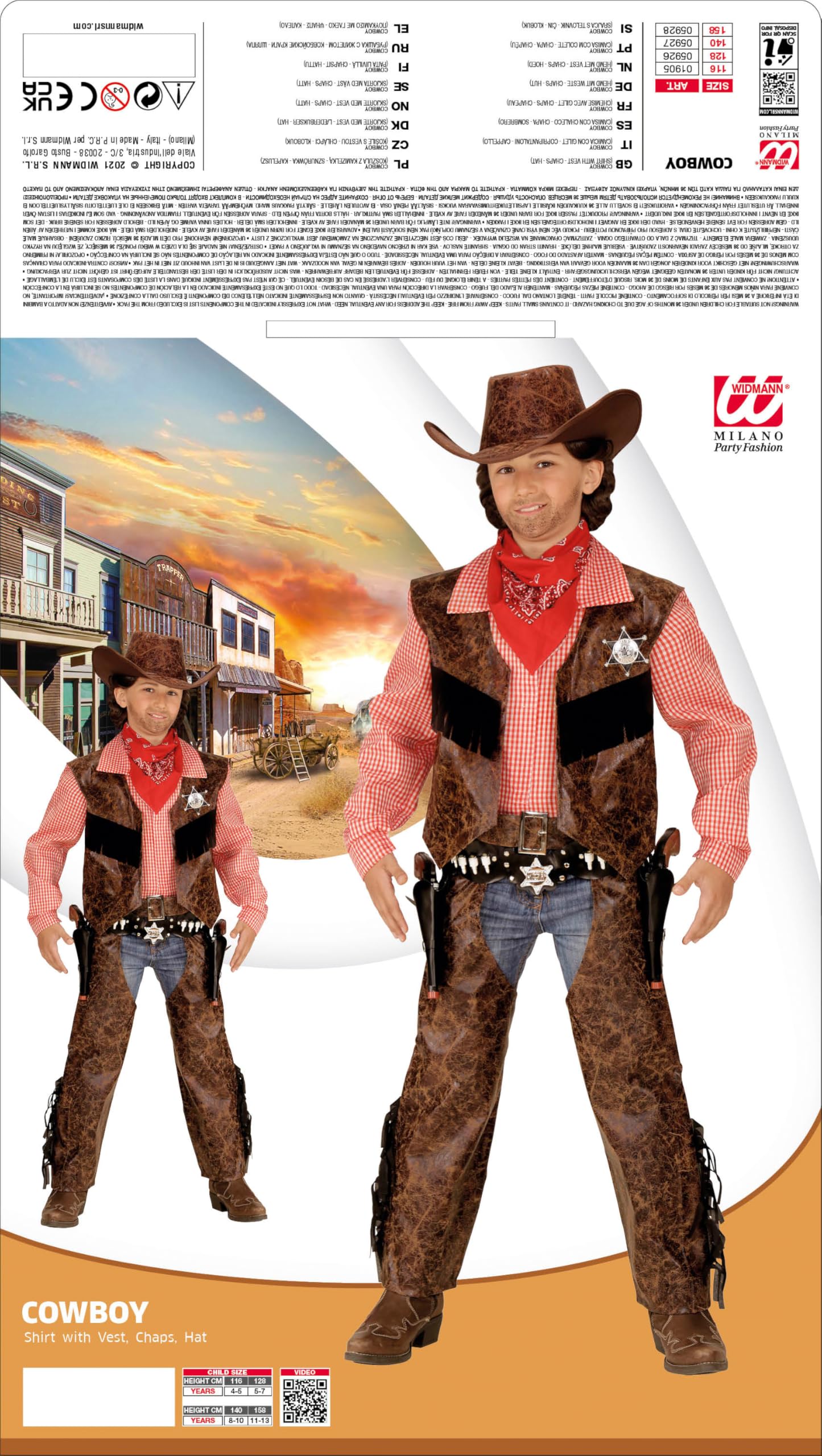 Cowboy Costume Set for Kids - Western Shirt with Vest, Chaps & Hat - Perfect for Halloween, Dress-Up & Cowboy Themed Parties