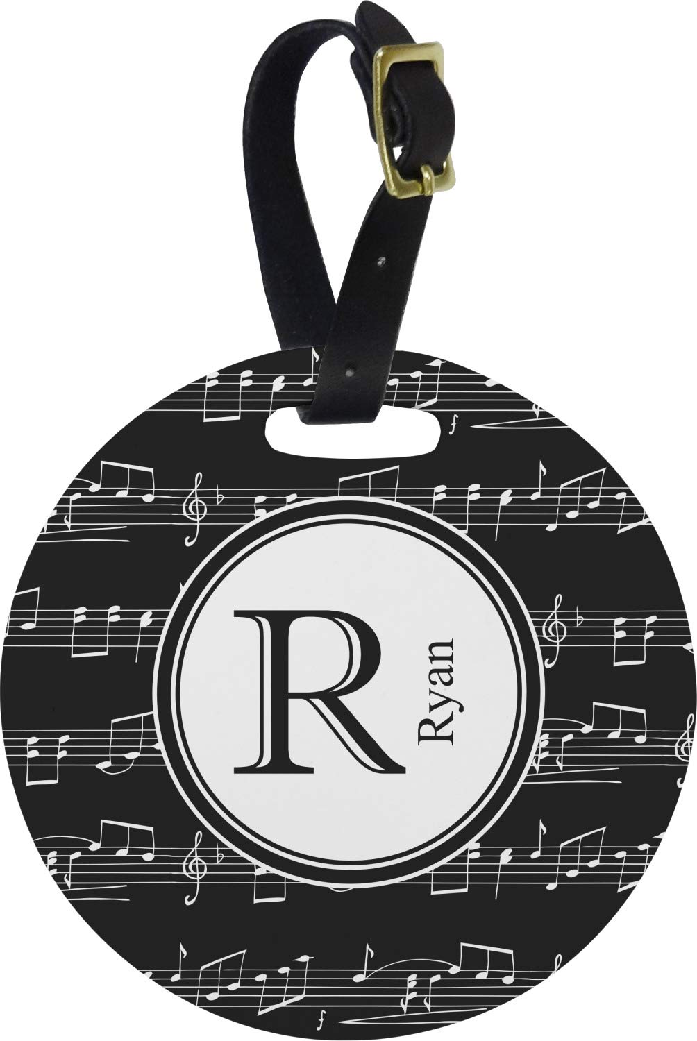 Custom Engraved Musical Notes Luggage Tag - Round Plastic Travel ID Tag for Suitcases & Backpacks | Perfect for Musicians, Travelers & Gift Giving
