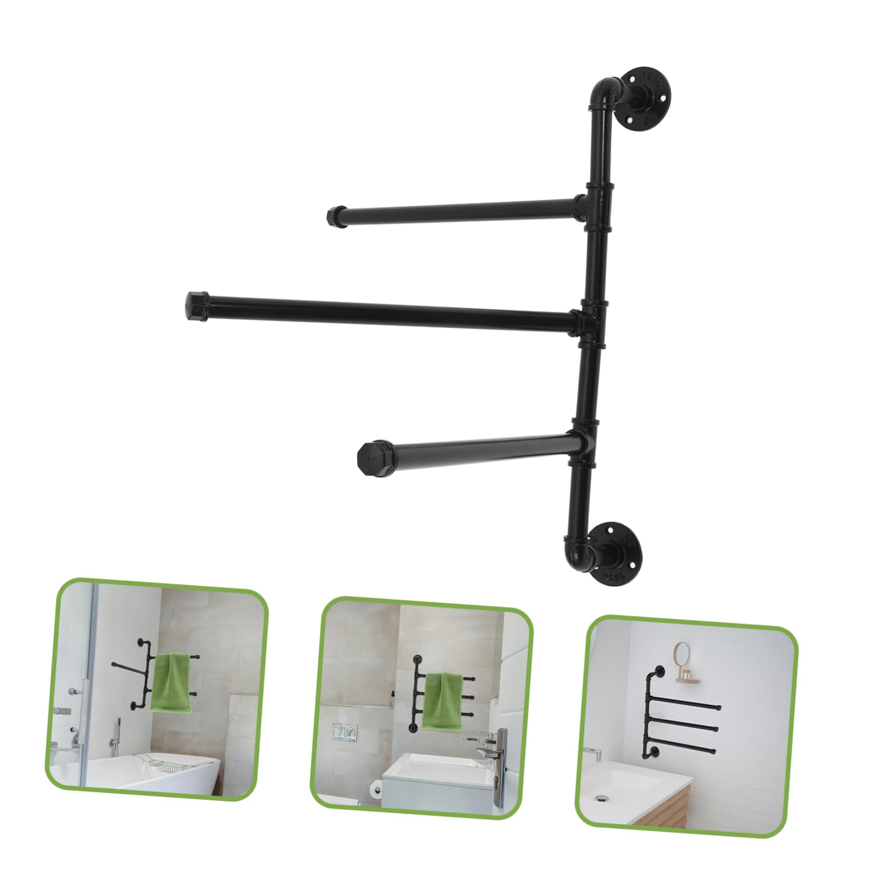 Angoily Rotatable Wall Mount Towel Rack - Swivel Bathroom Towel Holder with Swing Out Design for Hanging Towels & Robes - Perfect for Small Bathrooms, Kitchens & Laundry Rooms