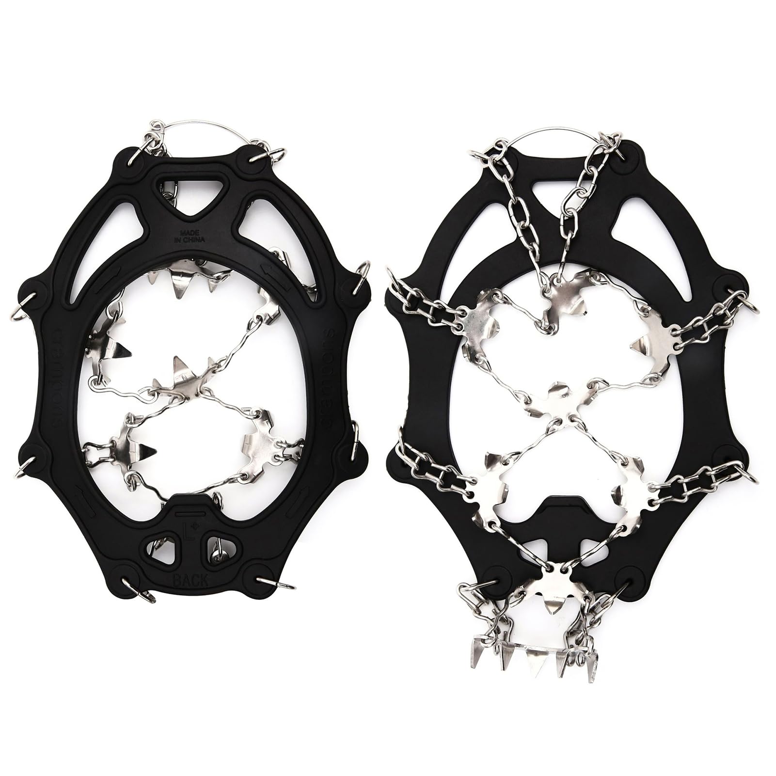 Lixada Stainless Steel Ice Claws - 26-Tooth Anti-Slip Shoe Grips for Outdoor Ice & Snow Climbing - Perfect for Hiking, Mountaineering, and Winter Sports Safety Gear