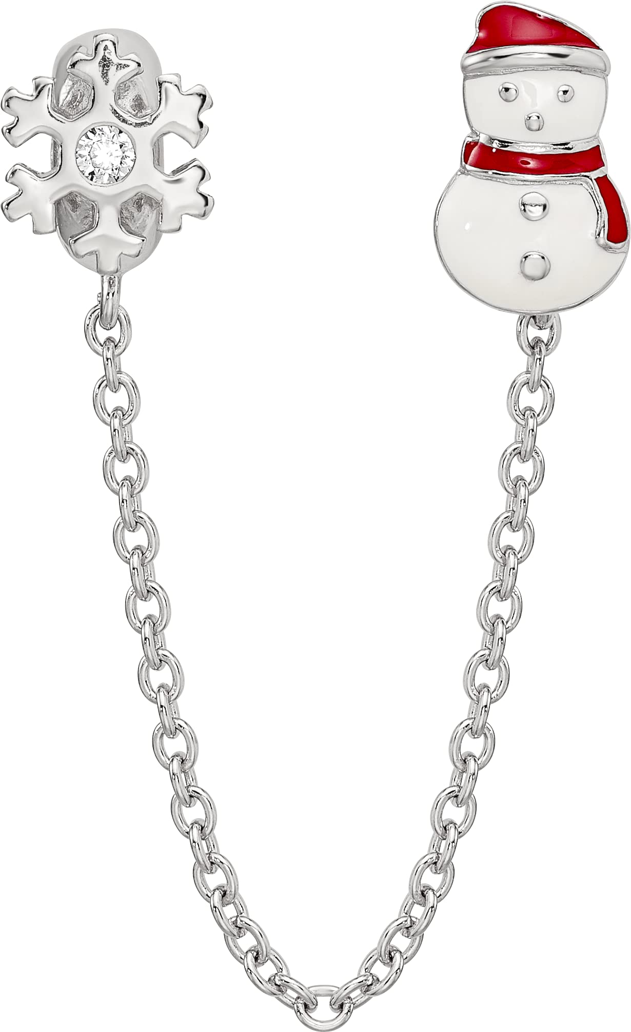 925 Sterling Silver Snowflake & Snowman Cubic Zirconia Charm Pendant Necklace for Women - Elegant Christmas Jewelry Gift for Her - Perfect for Holiday Parties, Office Wear & Special Occasions