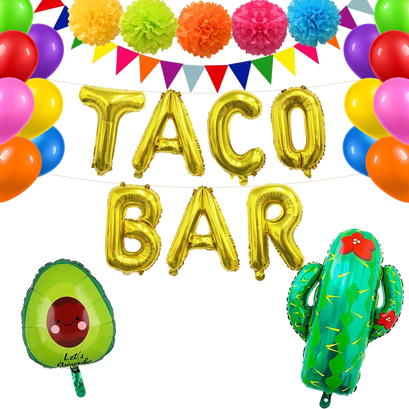 Taco Bar Decorations Set - Cinco De Mayo & Mexican Fiesta Party Supplies - Taco Birthday Party Decorations with Balloons - Perfect for Taco Themed Parties, Cinco De Mayo Celebrations & Mexican Fiesta Events