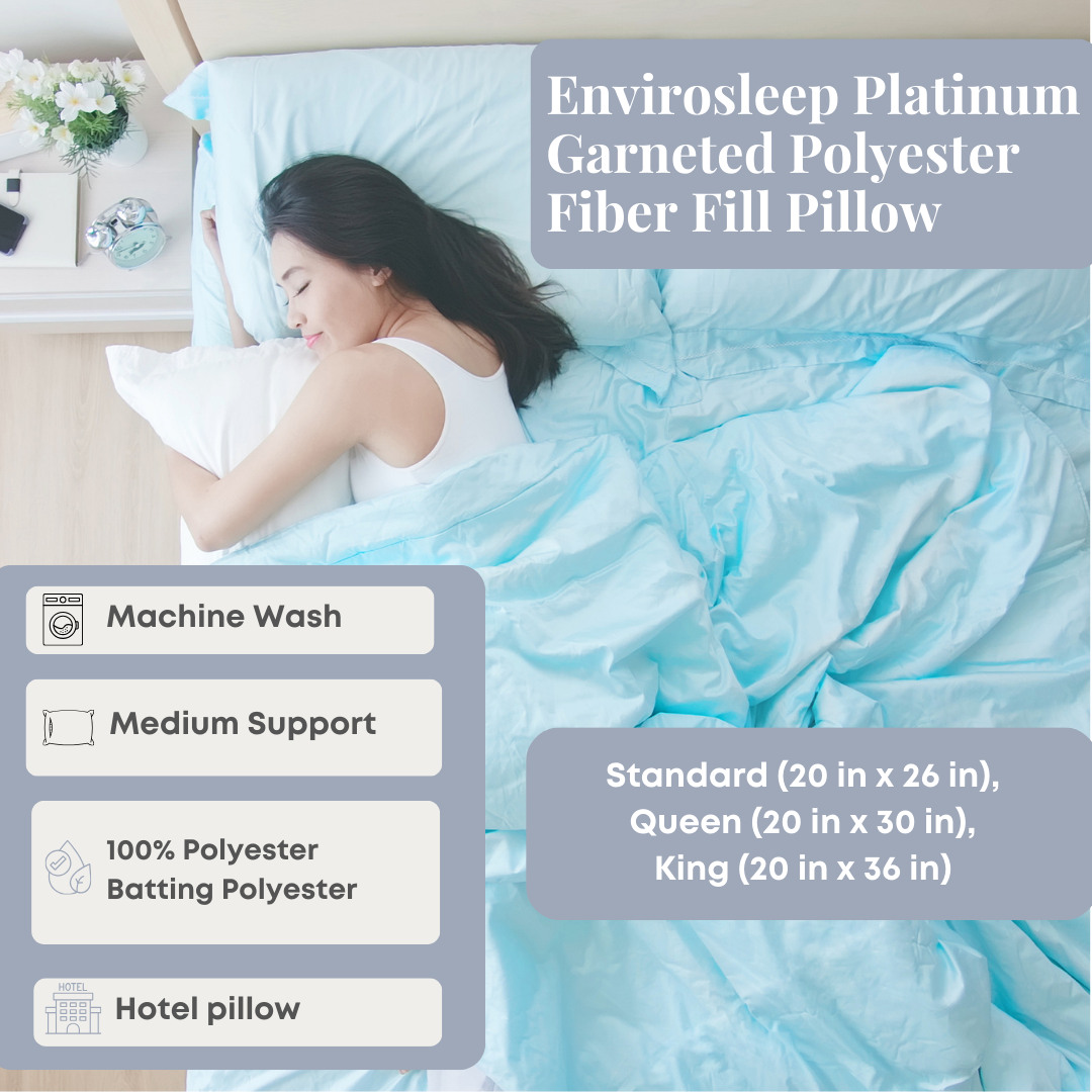 Premium Envirosleep Platinum Garneted Polyester Fiber Pillow - Hypoallergenic, Supportive & Breathable - Perfect for Side Sleepers, Back Pain Relief & Hotel-Style Comfort
