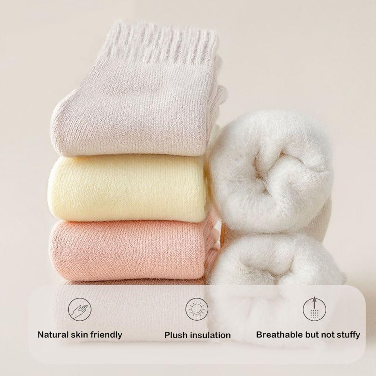 3 Pairs Women's Winter Wool Socks - Fleece Lined Thick Warm Thermal Socks for Cold Weather - Perfect for Hiking, Skiing & Indoor Comfort
