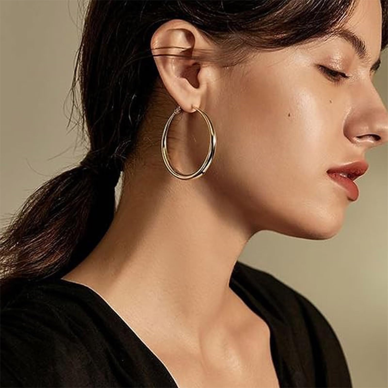 NEWITIN 6 Pairs Turquoise Hoop Earrings for Women - Hypoallergenic Bohemian Oval Statement Ethnic Western Jewelry - Perfect for Boho Fashion, Western Outfits & Special Occasions