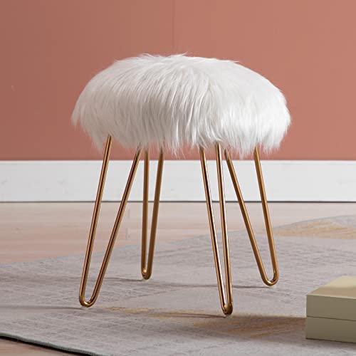 White Faux Fur/Gold Base