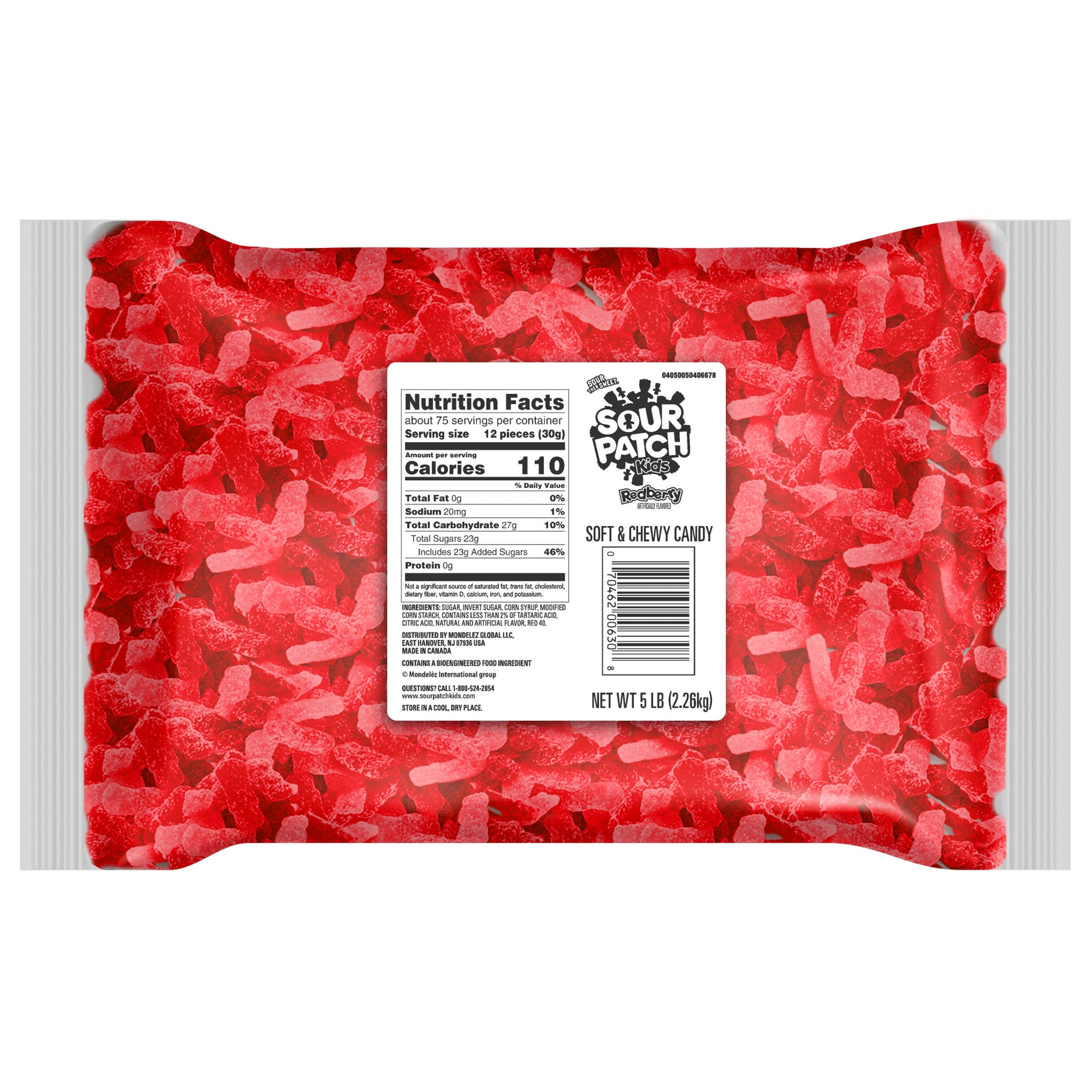 Sour Patch Kids Redberry Soft & Chewy Candy - 5 Pound Bulk Bag - Sweet & Tangy Gummy Treats for Parties, Movie Nights & Office Snacks