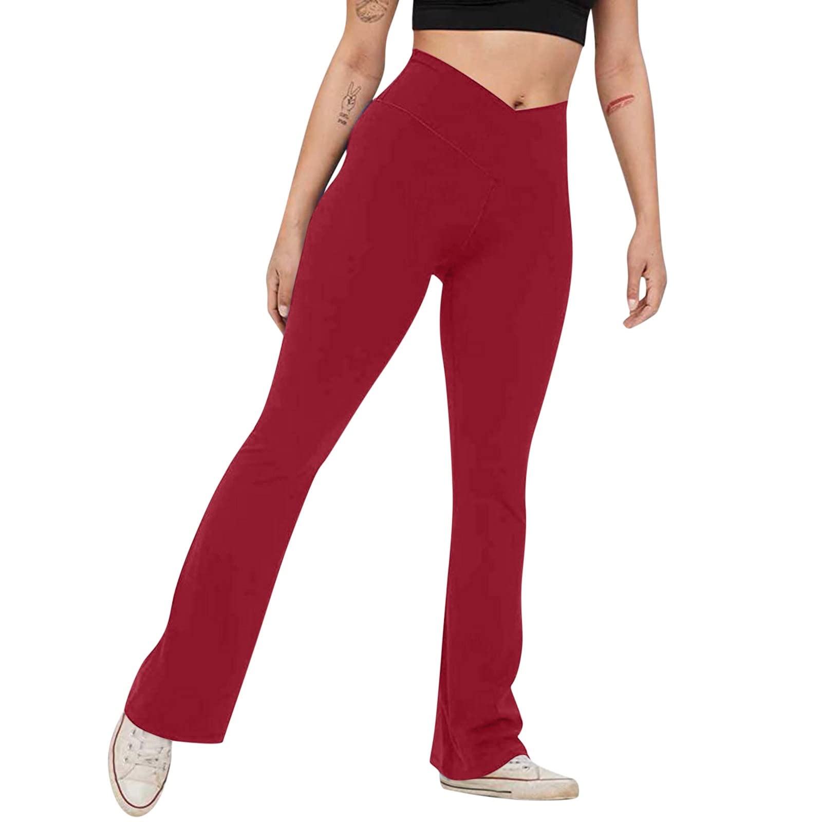 Women's Solid Color Workout Leggings - High Waist Yoga Pants for Running, Fitness & Gym - Soft Stretchy Athletic Tights - Perfect for Yoga, Pilates, Workouts & Lounge Wear