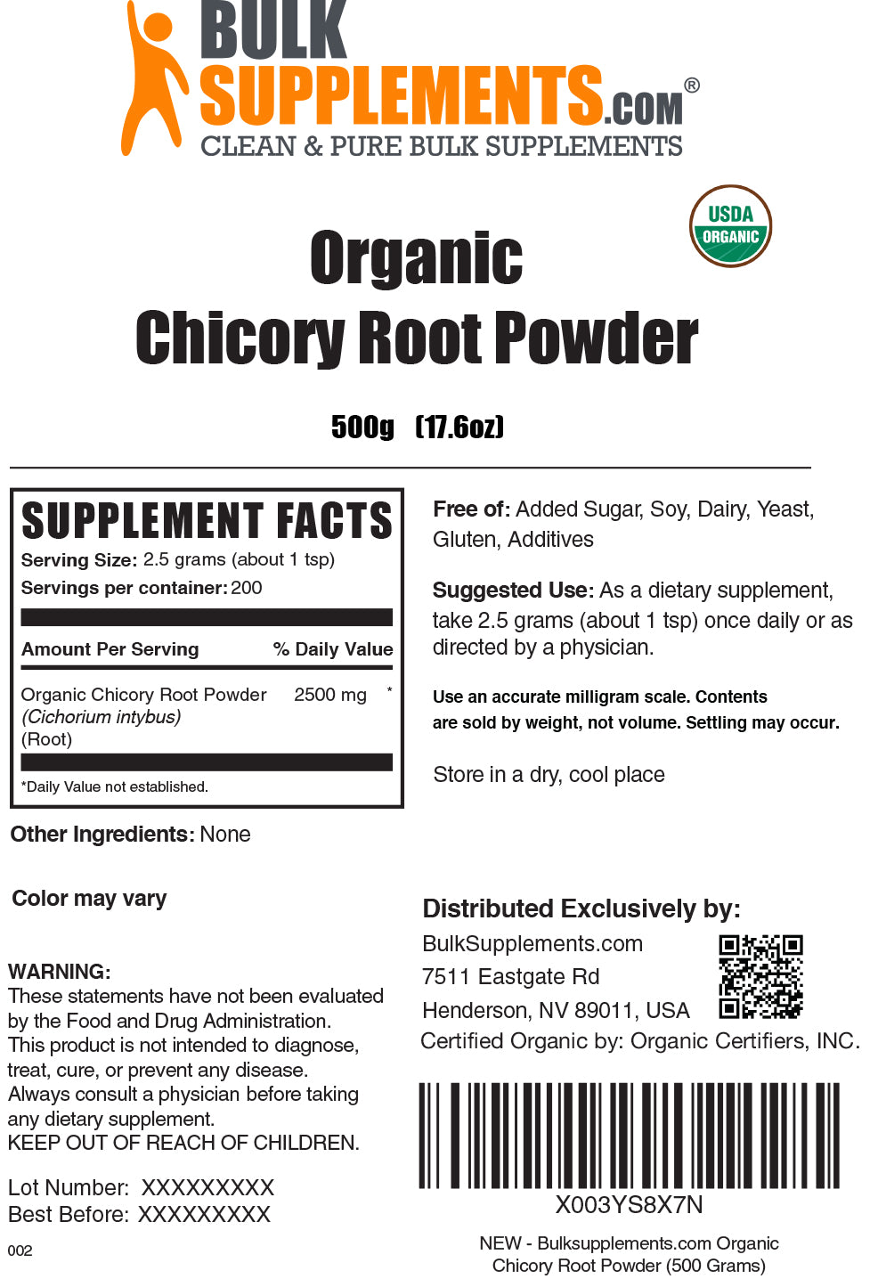 Organic Chicory Root Powder - Premium Natural Coffee Substitute & Dietary Fiber Supplement for Gut Health - Perfect for Smoothies, Baking & Keto Diet