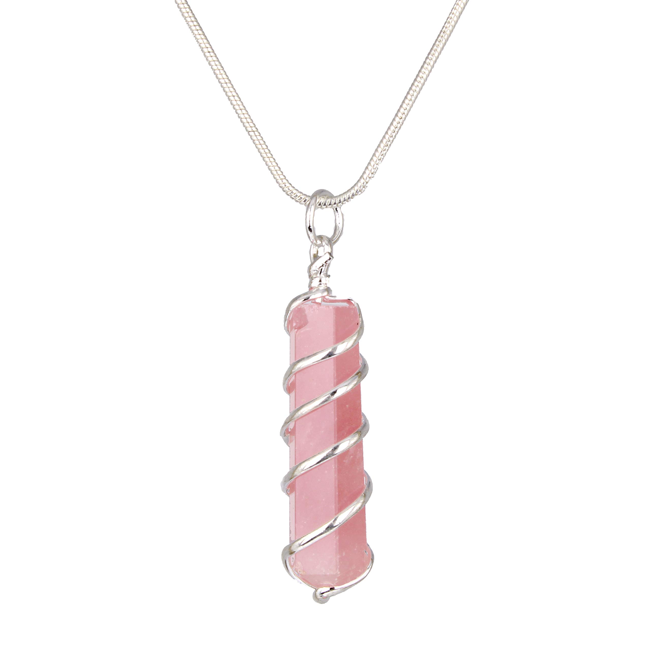 Buy 2 Get 1 Free - Genuine Healing Gemstone Pendant Necklace with Wrapped Coil (Amazonite, Amethyst, Carnelian, Quartz, Green Aventurine, Rose Quartz, Tiger Eye) - Perfect for Meditation, Yoga, Energy Healing & Spiritual Gifts