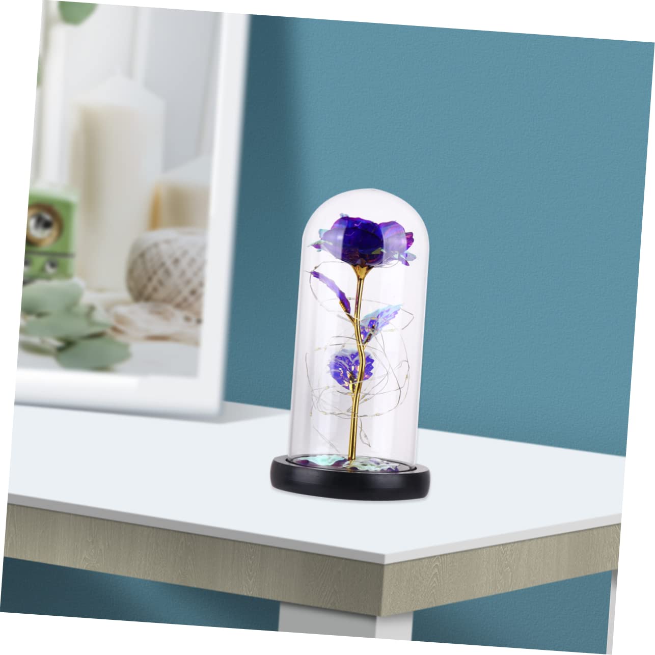 Yardenfun Eternal Flower Lamp - Glass Rose LED Night Light for Home Decor, Bedroom, Living Room, Romantic Gifts for Women
