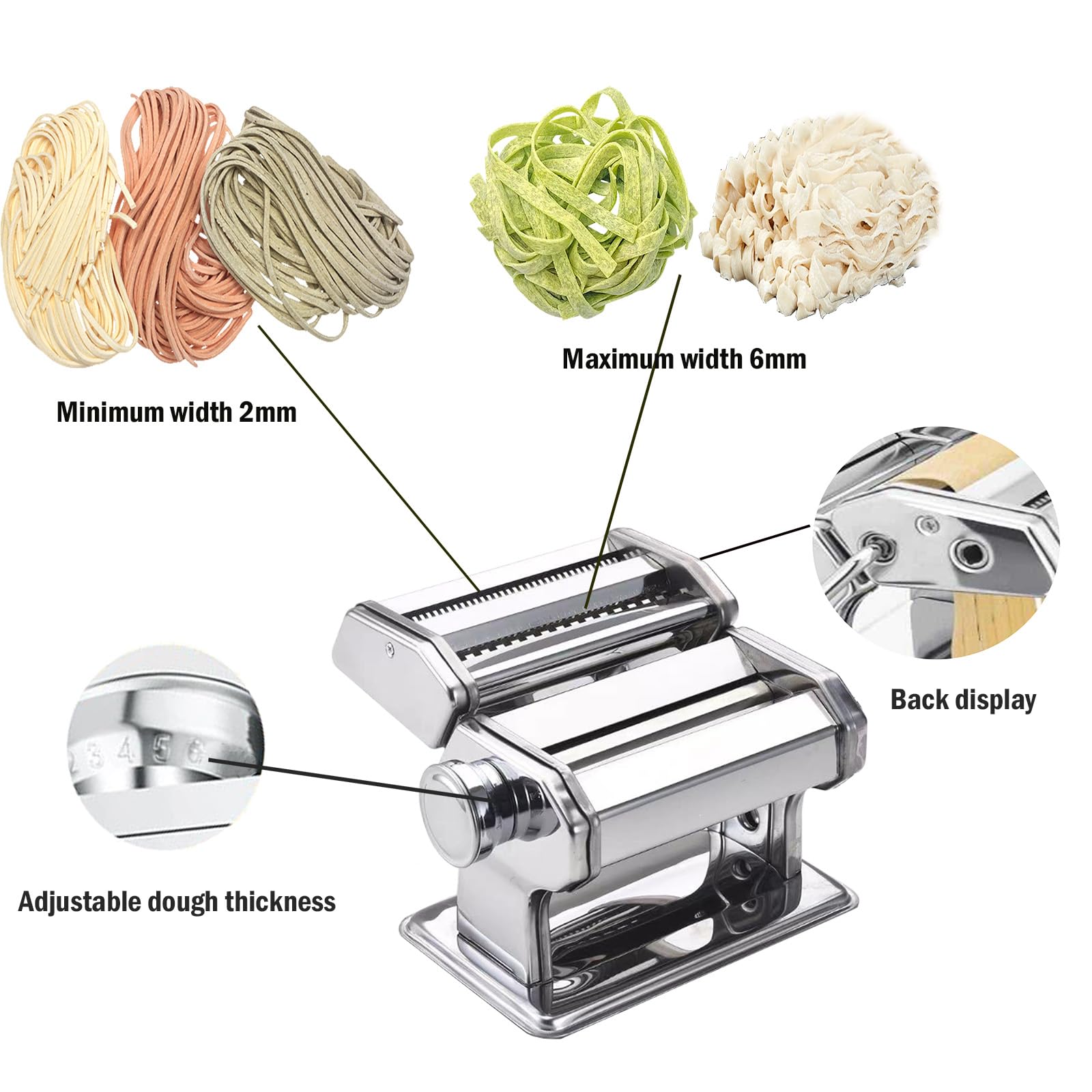 Premium Manual Pasta Maker Machine - 9 Adjustable Thickness Settings for Homemade Spaghetti, Fettuccine & Lasagna | Durable Aluminum Alloy Rollers & Cutter | Includes Dough Brush | Perfect for Italian Cuisine, Family Cooking & Restaurant Use