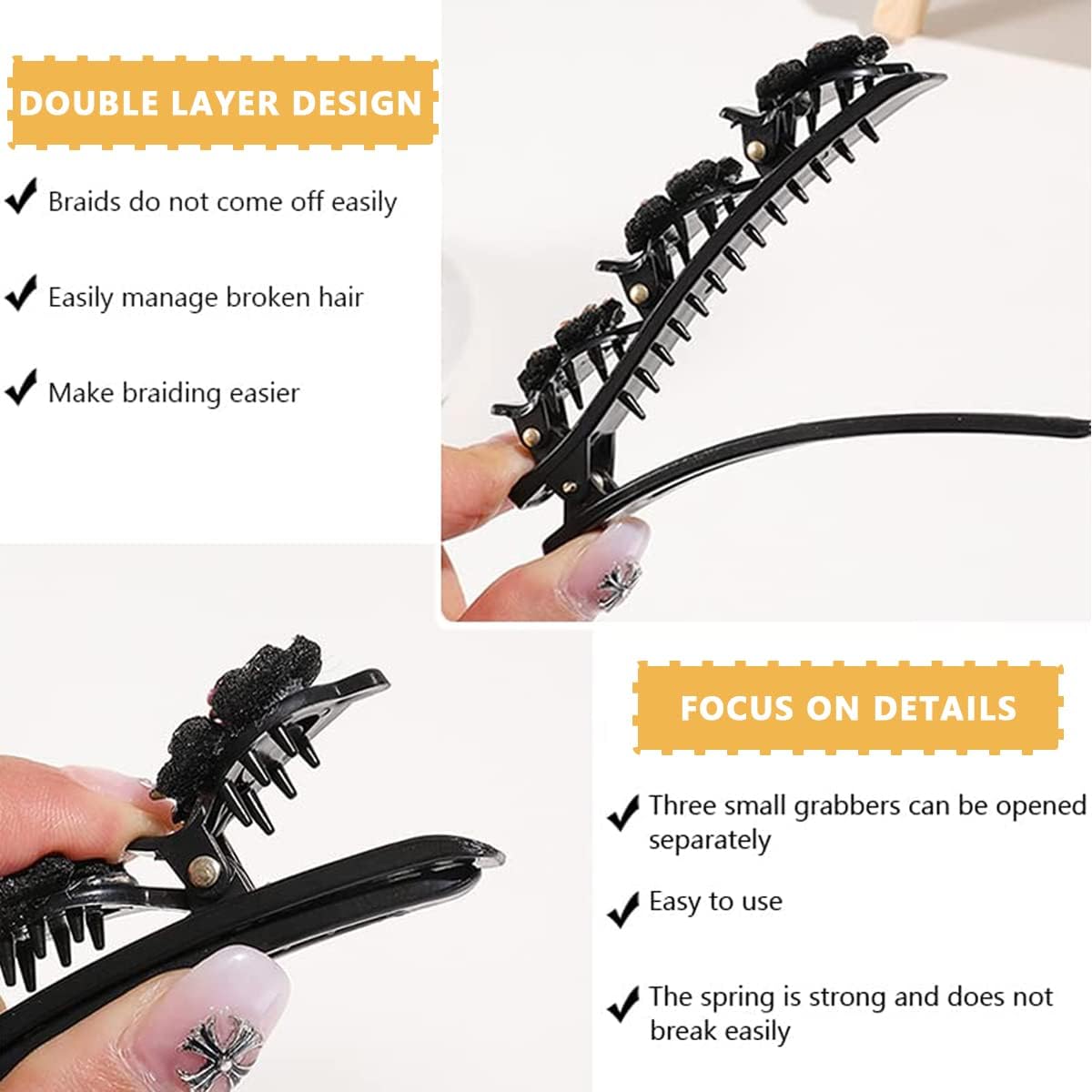 BIRZAR 12 Pack Pearl Hair Clips for Women & Girls - Braided Butterfly Duckbill Hairpins with 3 Small Clips - Fashion Hair Accessories for Styling, Parties, Weddings & Everyday Use