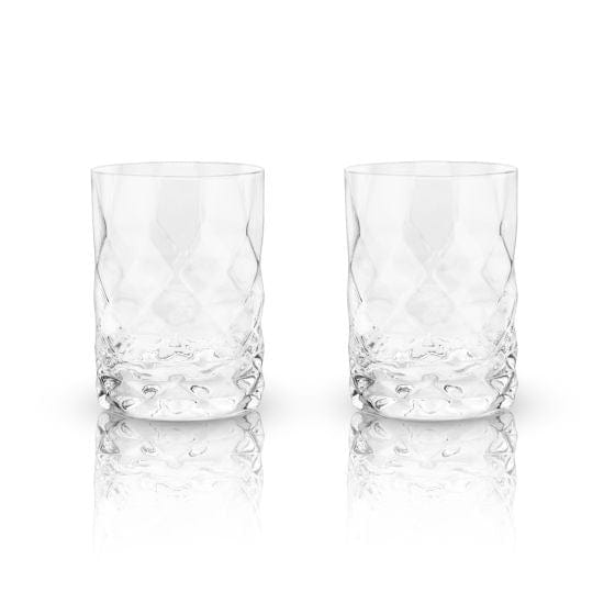Viski Gem Crystal Tumblers Set of 2 - Elegant Whiskey Glasses for Home Bar, Cocktail Parties & Gift Giving