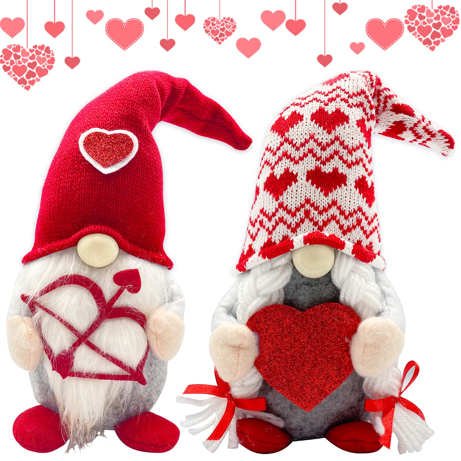 Valentine's Day Decorations - Romantic Plush Gnomes for Home, Wedding & Gifts for Her, Wife, Teacher, Girlfriend - Cute Couple Gnome Decor for Valentine's Day - Perfect for Living Room, Bedroom & Party Decor