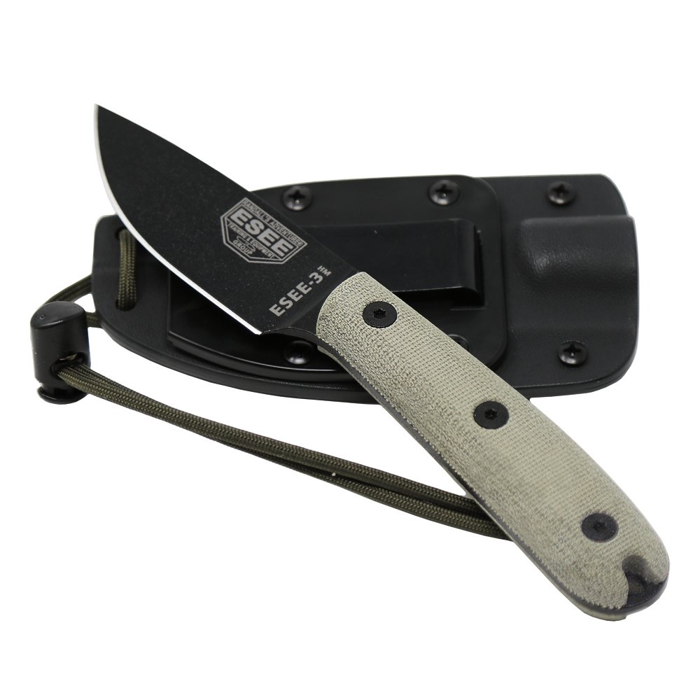 ESEE 3HM Modified Handle Fixed Blade Survival Knife with Sheath - Perfect for Camping, Hunting, and Outdoor Adventures