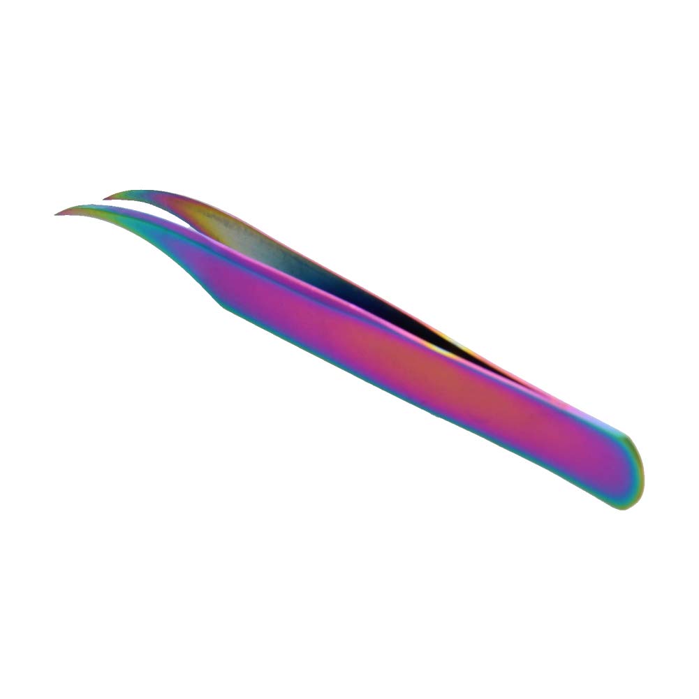Auniwaig 125mm Stainless Steel Precision Tweezers with Magnetic Curved Tip - Professional Electronics, Soldering, Jewelry & Craft Tools - Comes with Colorful Dolphin Clip & Leather Case - Perfect for DIY Projects, Watch Repair & Model Making