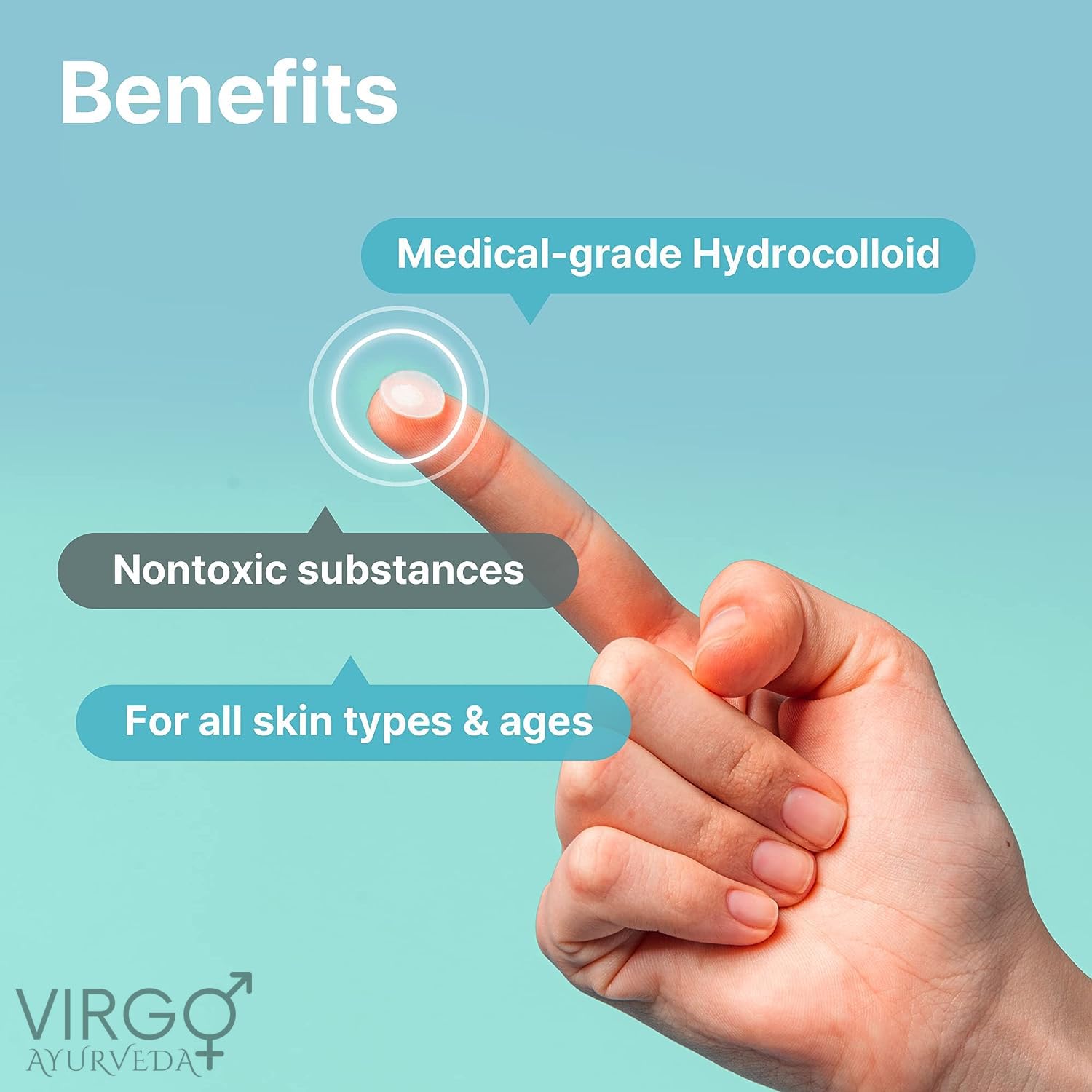 Virgo Ayurveda Hydrocolloid Acne Pimple Patches with Tea Tree & Neem - 72 Count Spot Treatment Stickers for Face & Skin | Fast Healing for Zits, Blemishes & Breakouts | Perfect for Overnight Use & Travel