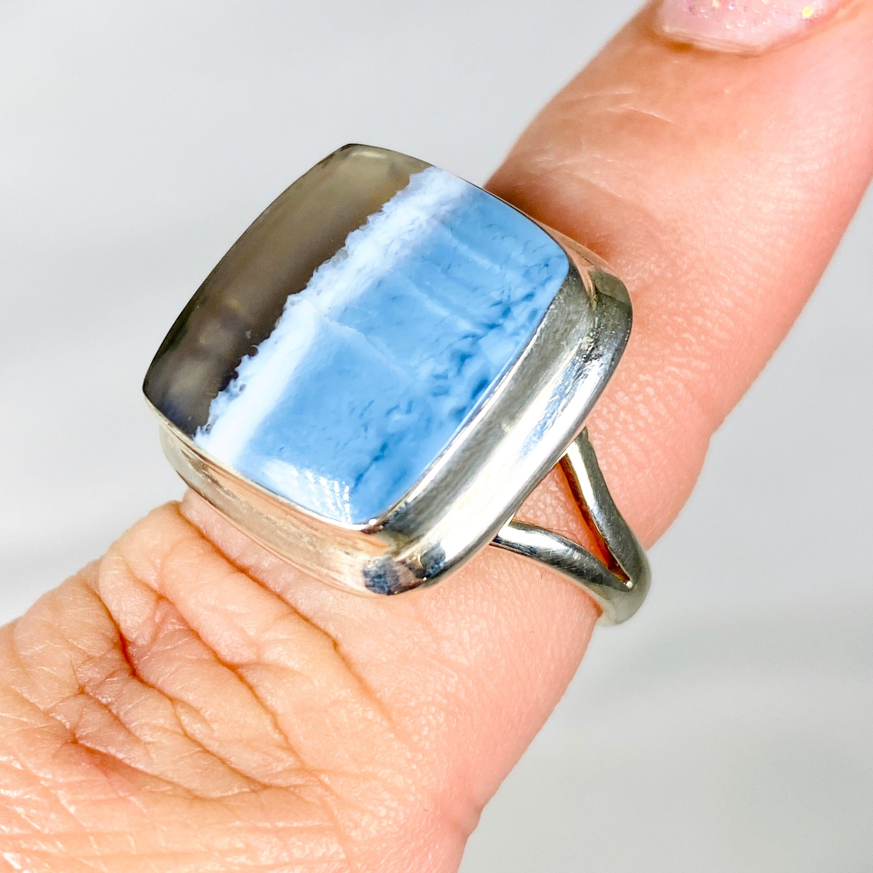 Owyhee Blue Opal Square Ring - Size 7 - KRGJ2325 - Elegant Jewelry for Women, Perfect for Weddings, Parties & Everyday Wear