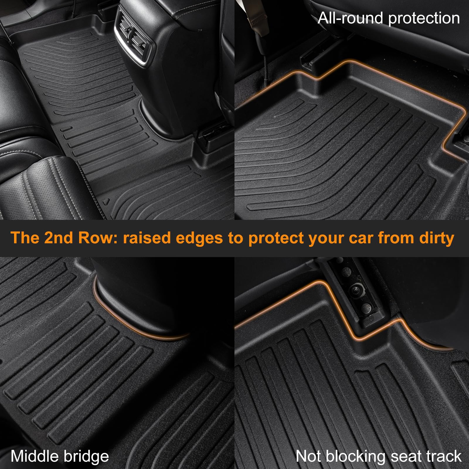 Binmotor Heavy Duty TPE All-Weather Floor Mats for 2022-2025 Ford Maverick & 2021-2024 Bronco Sport 4-Door | Non-Hybrid | Full Set Car Floor Liners | Perfect for Off-Roading, Camping & Daily Commute